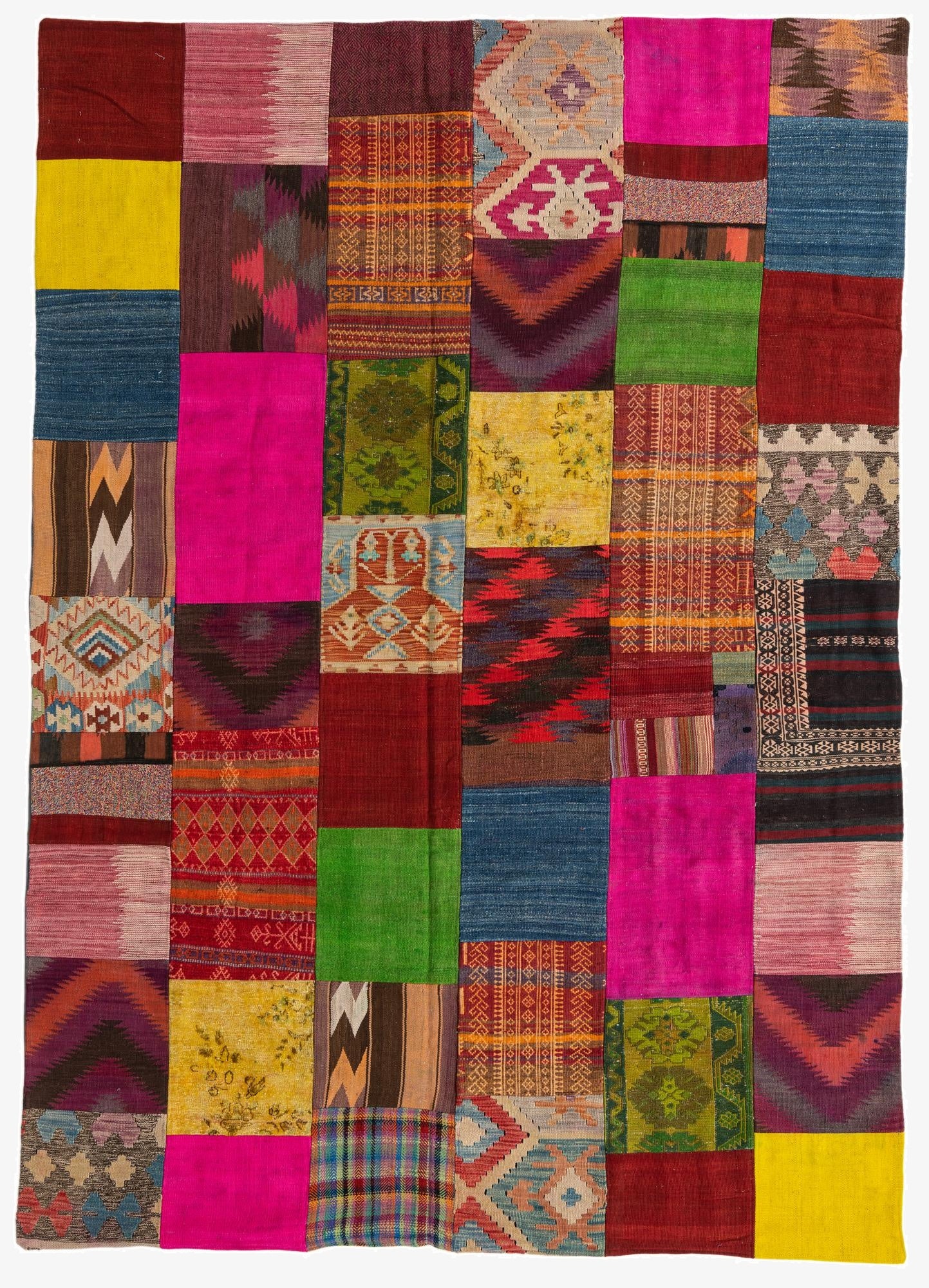  6' 8 x 9' 6  Hand Woven Kilim Patchwork Wool Rug