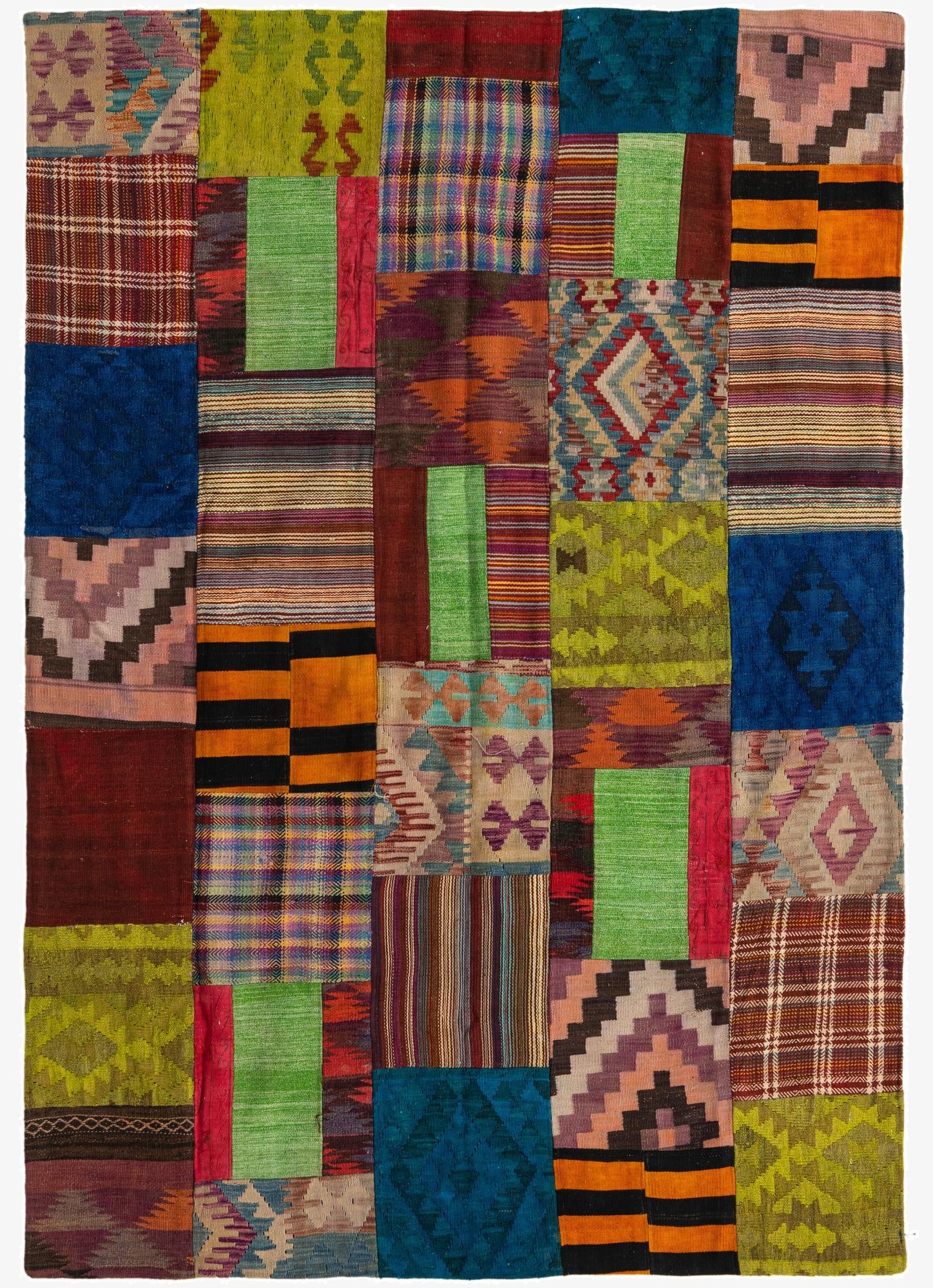  5' 5 x 7' 10  Hand Woven Kilim Patchwork Wool Rug