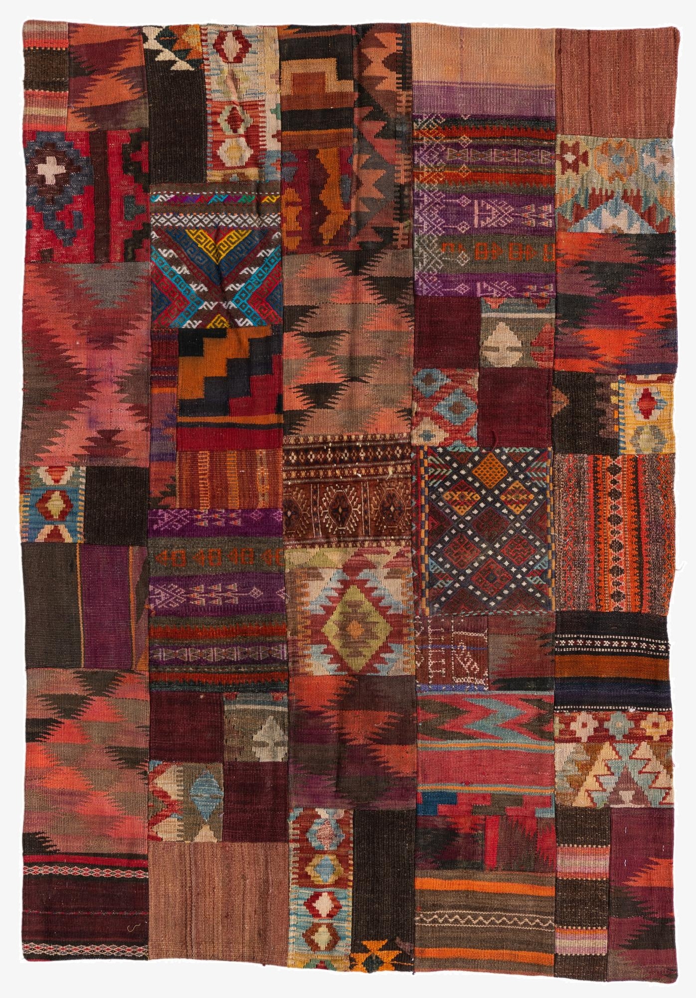  4' 1 x 6'  Hand Woven Kilim Patchwork Wool Rug