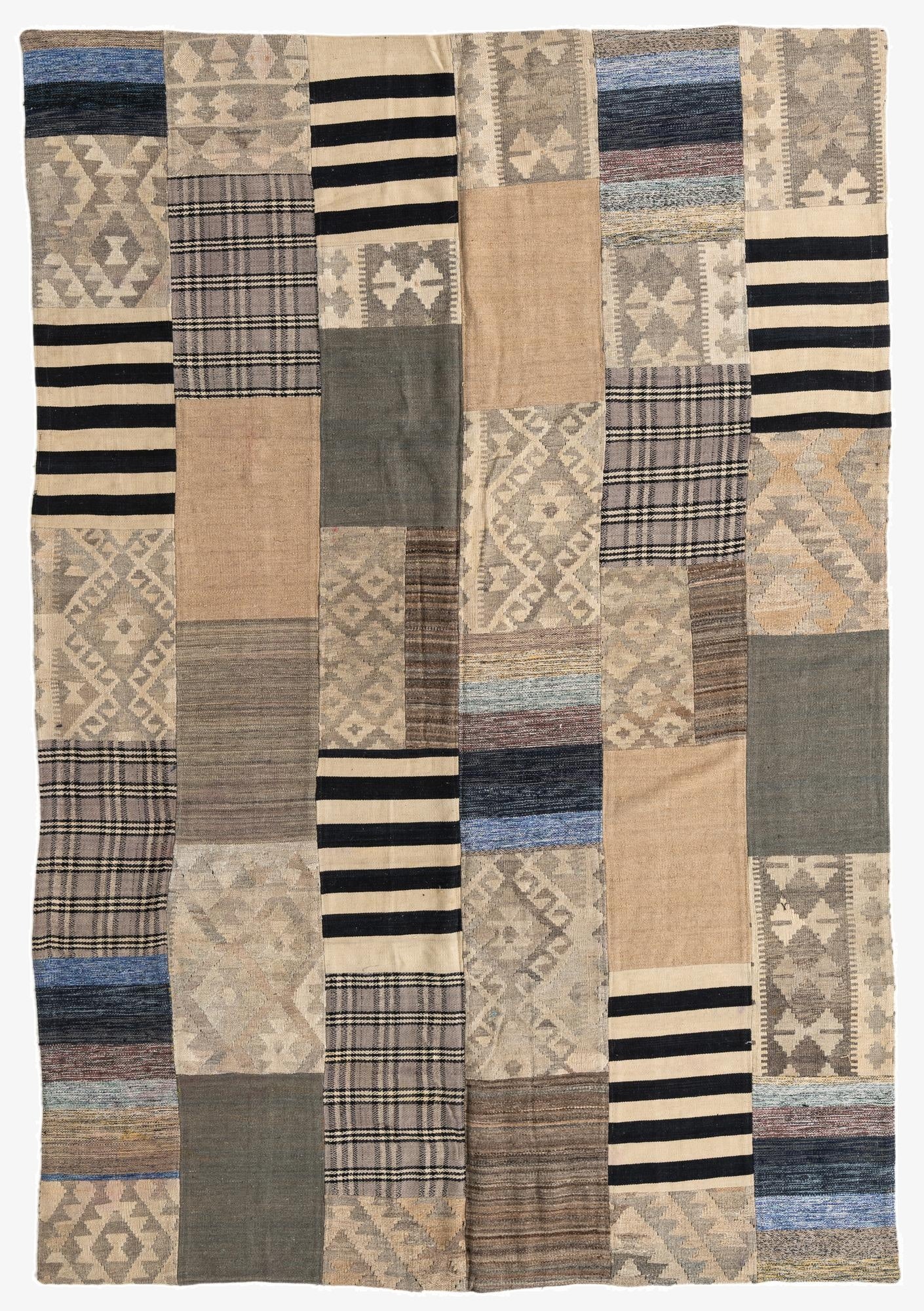  6' 8 x 9' 9  Hand Woven Kilim Patchwork Wool Rug