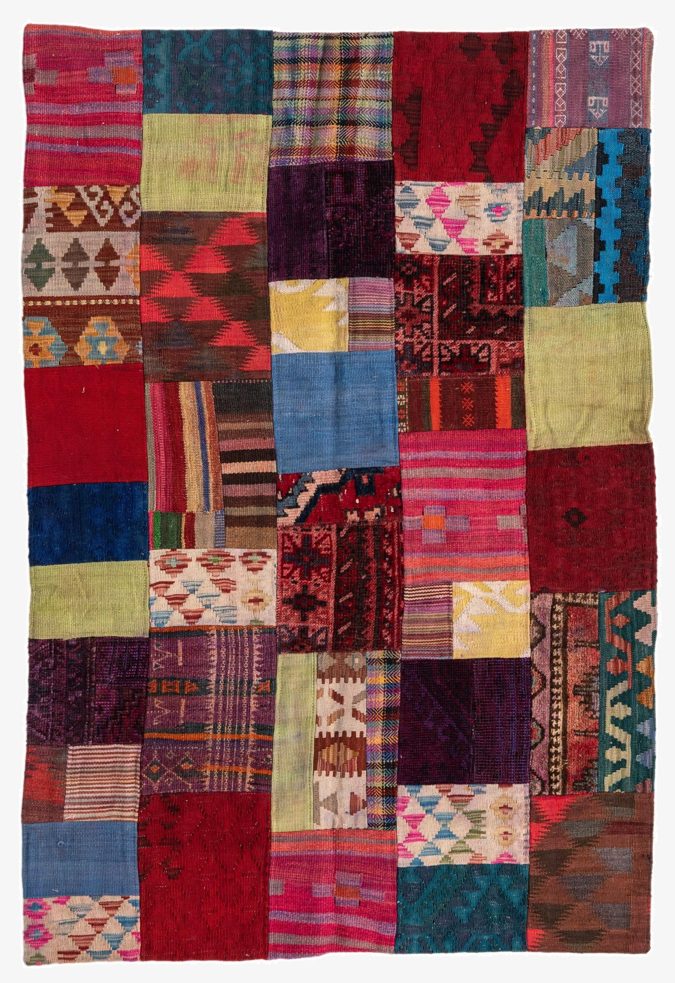  4' x 6'  Hand Woven Kilim Patchwork Wool Rug