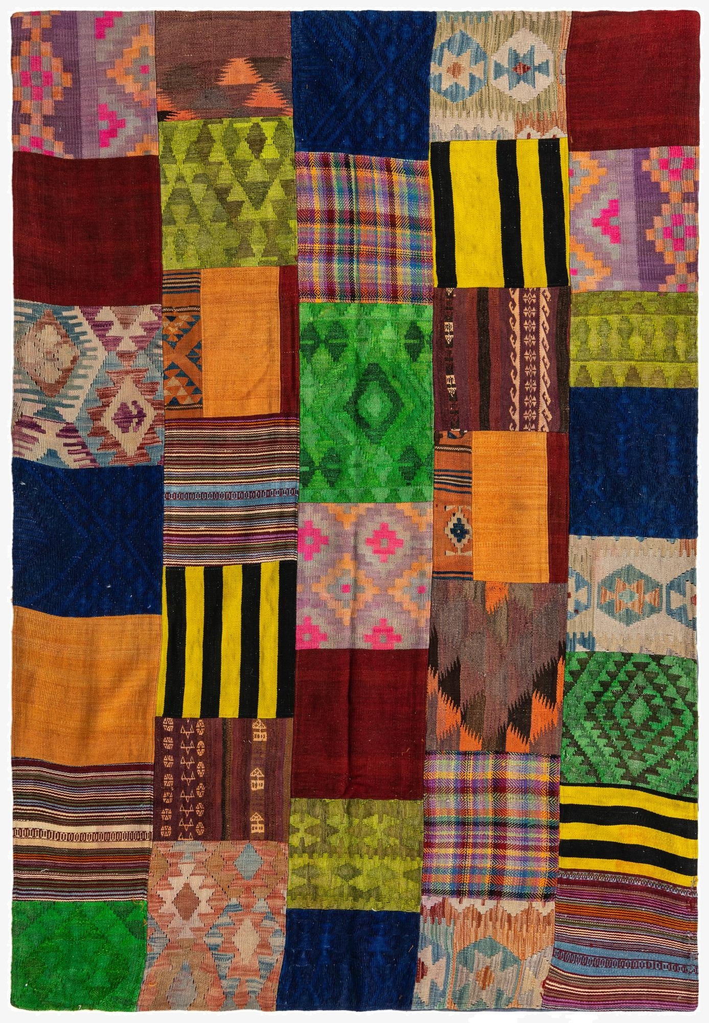  5' 5 x 7' 9  Hand Woven Kilim Patchwork Wool Rug