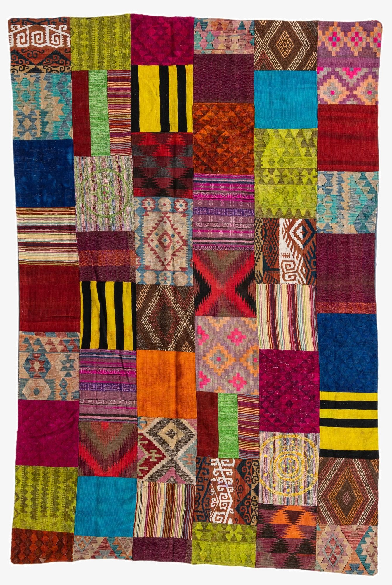  6' 7 x 9' 9  Hand Woven Kilim Patchwork Wool Rug