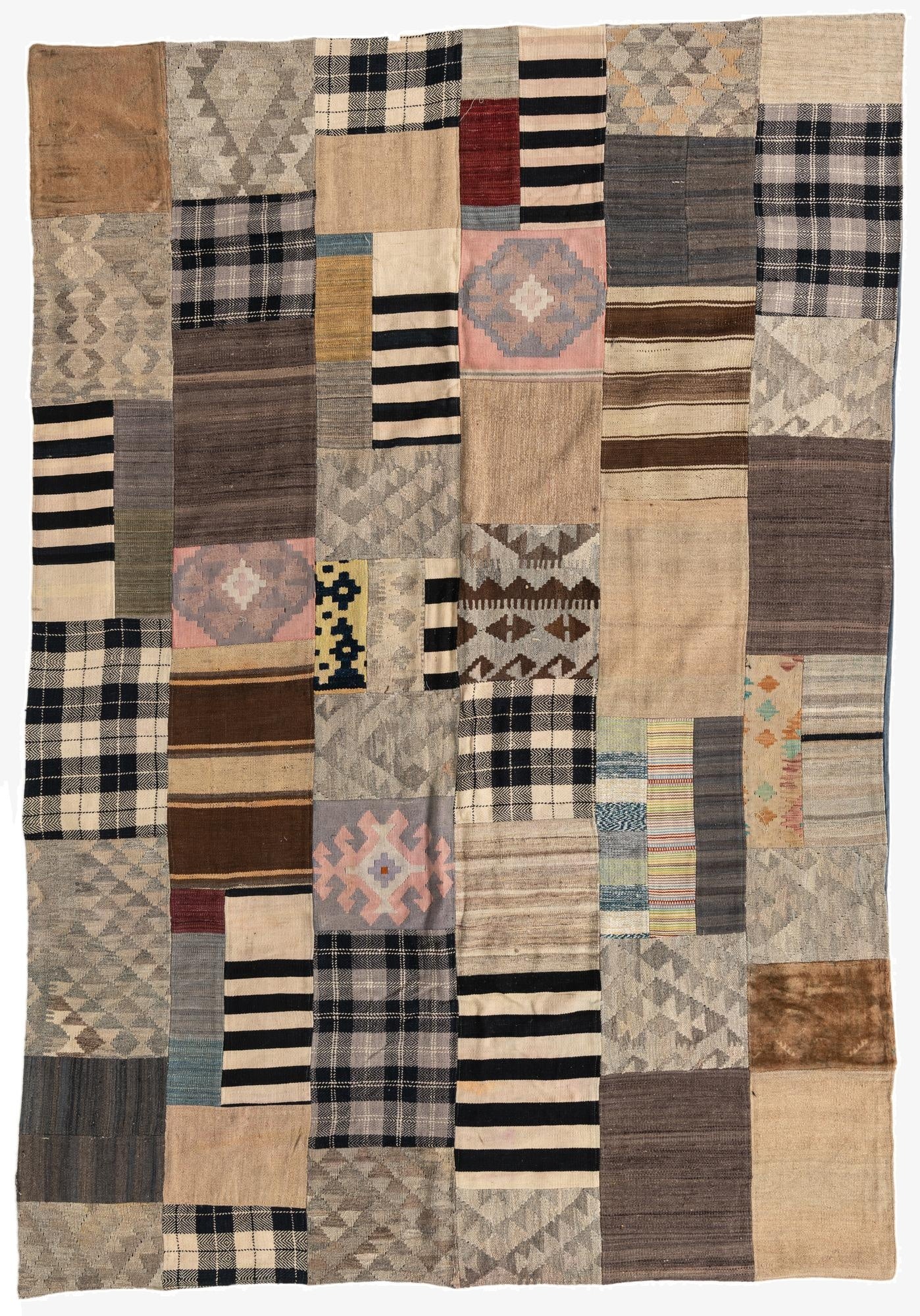  6' 7 x 9' 6  Hand Woven Kilim Patchwork Wool Rug
