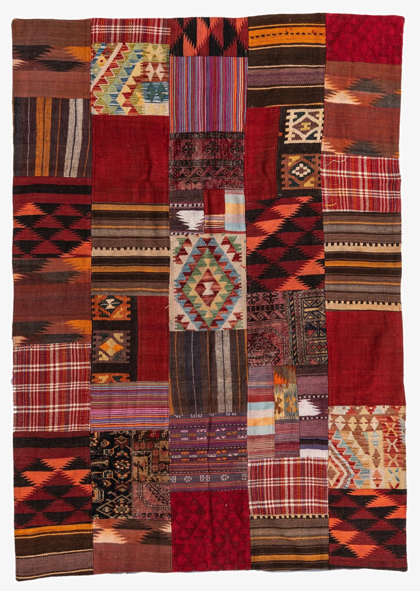  5' 6 x 8'  Hand Woven Kilim Patchwork Wool Rug