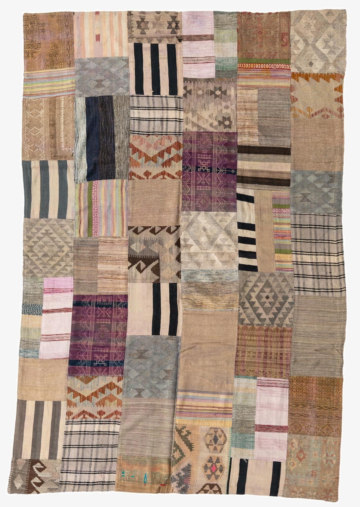 6' 7 x 9' 10  Hand Woven Kilim Patchwork Wool Rug