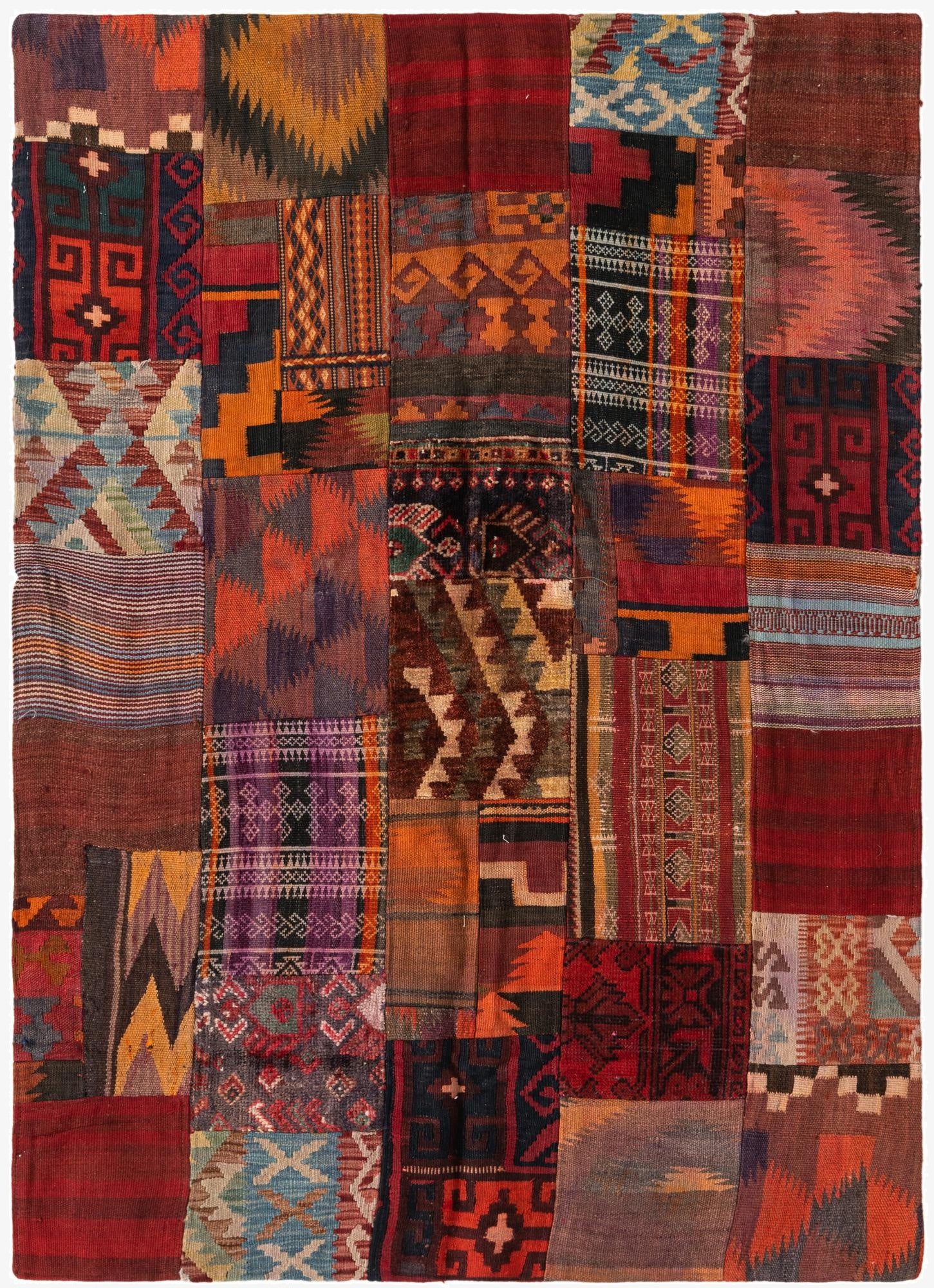  4' x 5' 10  Hand Woven Kilim Patchwork Wool Rug