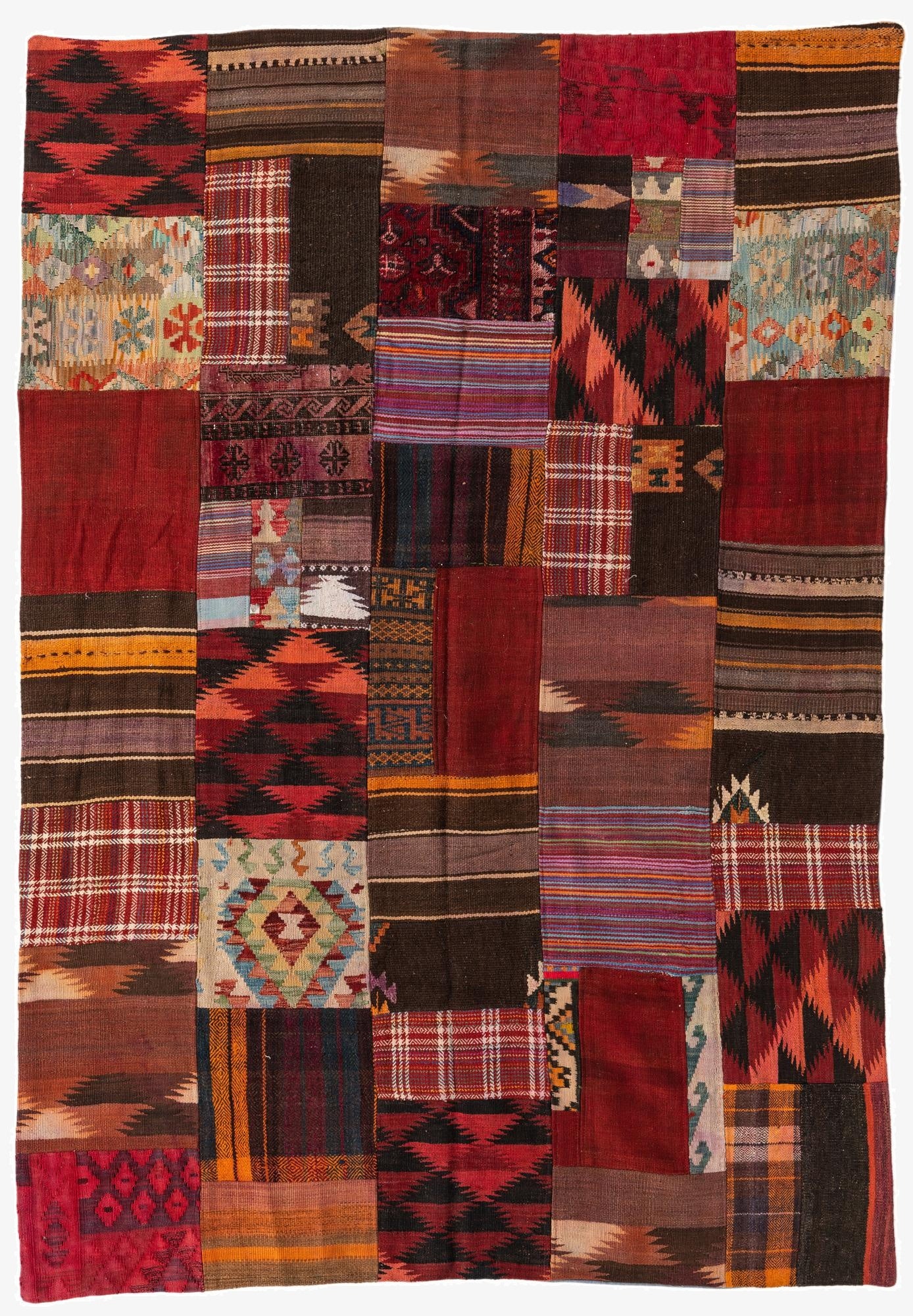  5' 5 x 8'  Hand Woven Kilim Patchwork Wool Rug