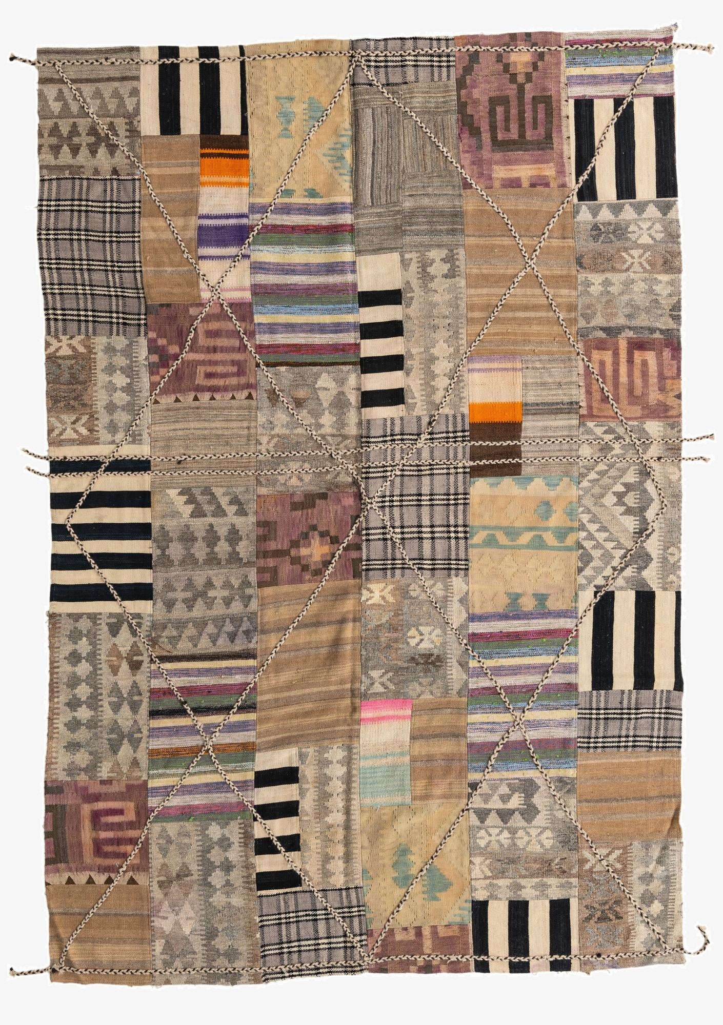  6' 7 x 9' 9  Hand Woven Kilim Patchwork Wool Rug