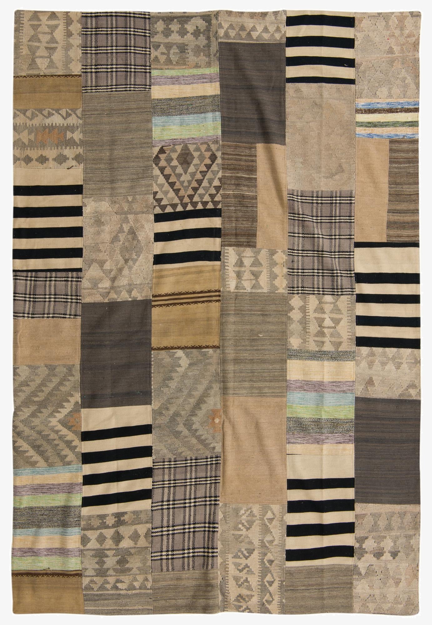  6' 8 x 9' 11  Hand Woven Kilim Patchwork Wool Rug