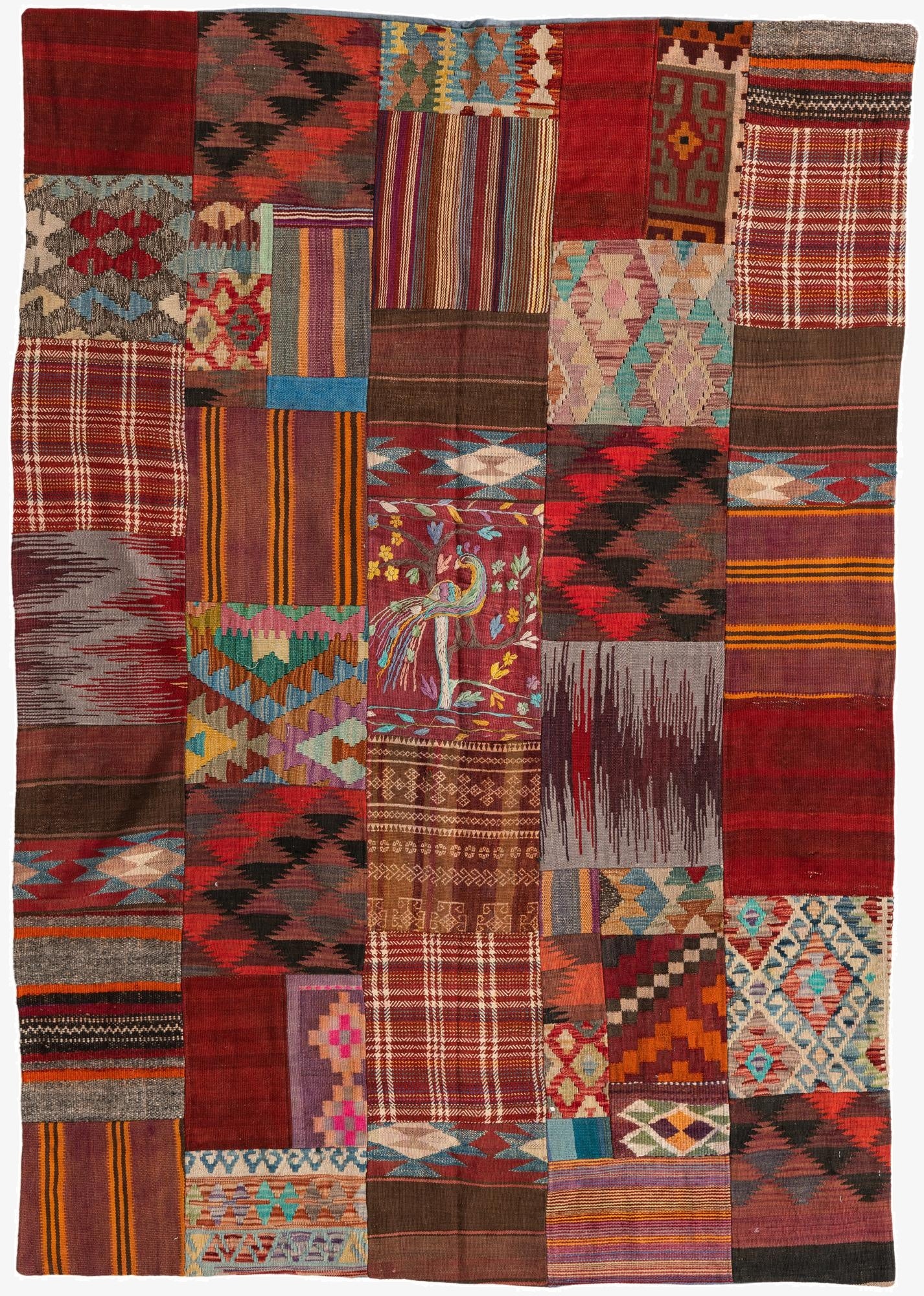  5' 5 x 7' 9  Hand Woven Kilim Patchwork Wool Rug