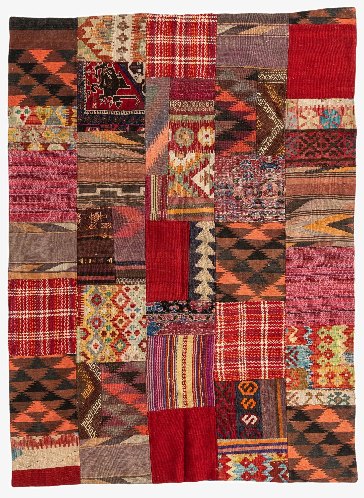  5' x 6' 9  Hand Woven Kilim Patchwork Wool Rug