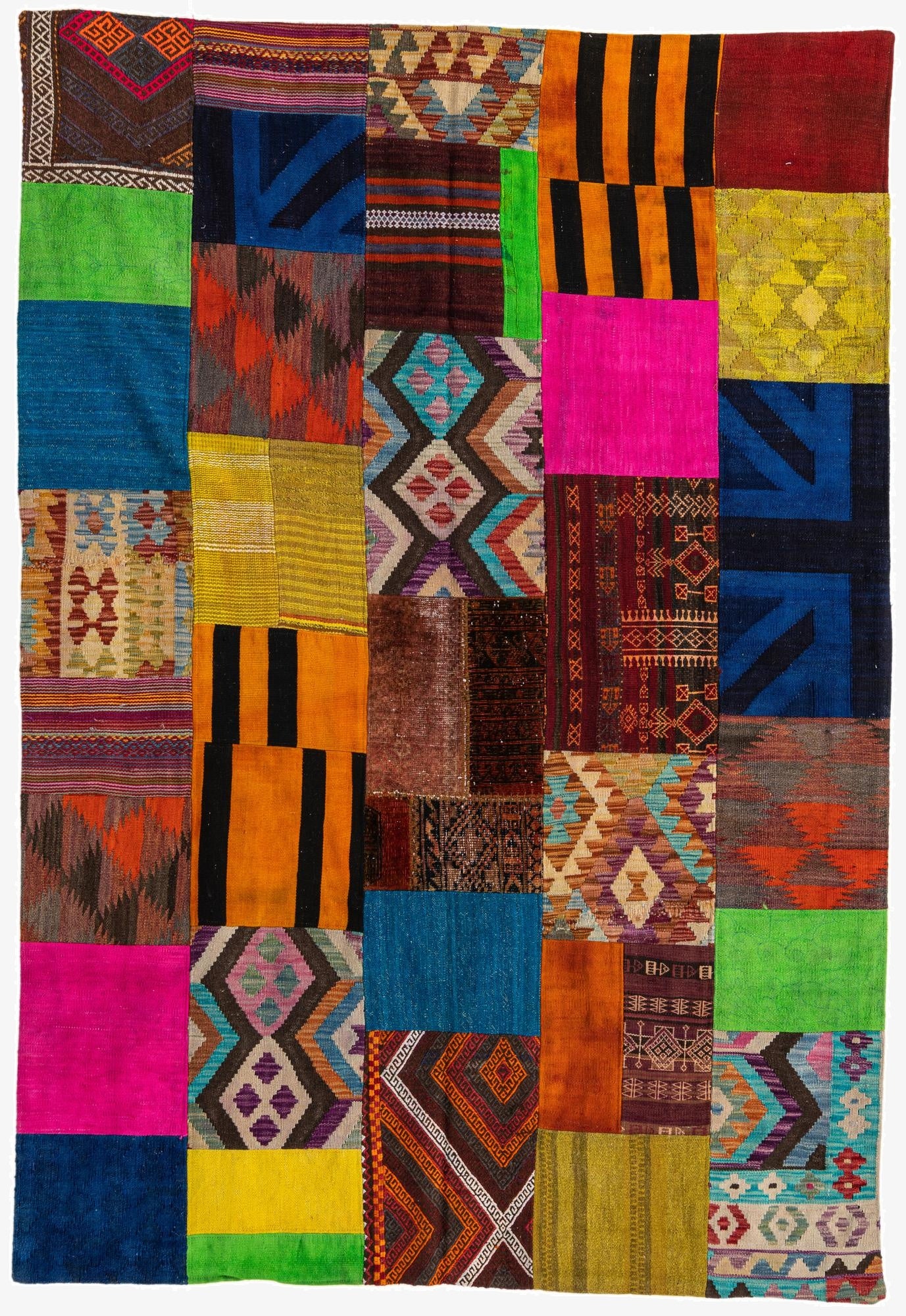  5' 6 x 7' 11  Hand Woven Kilim Patchwork Wool Rug