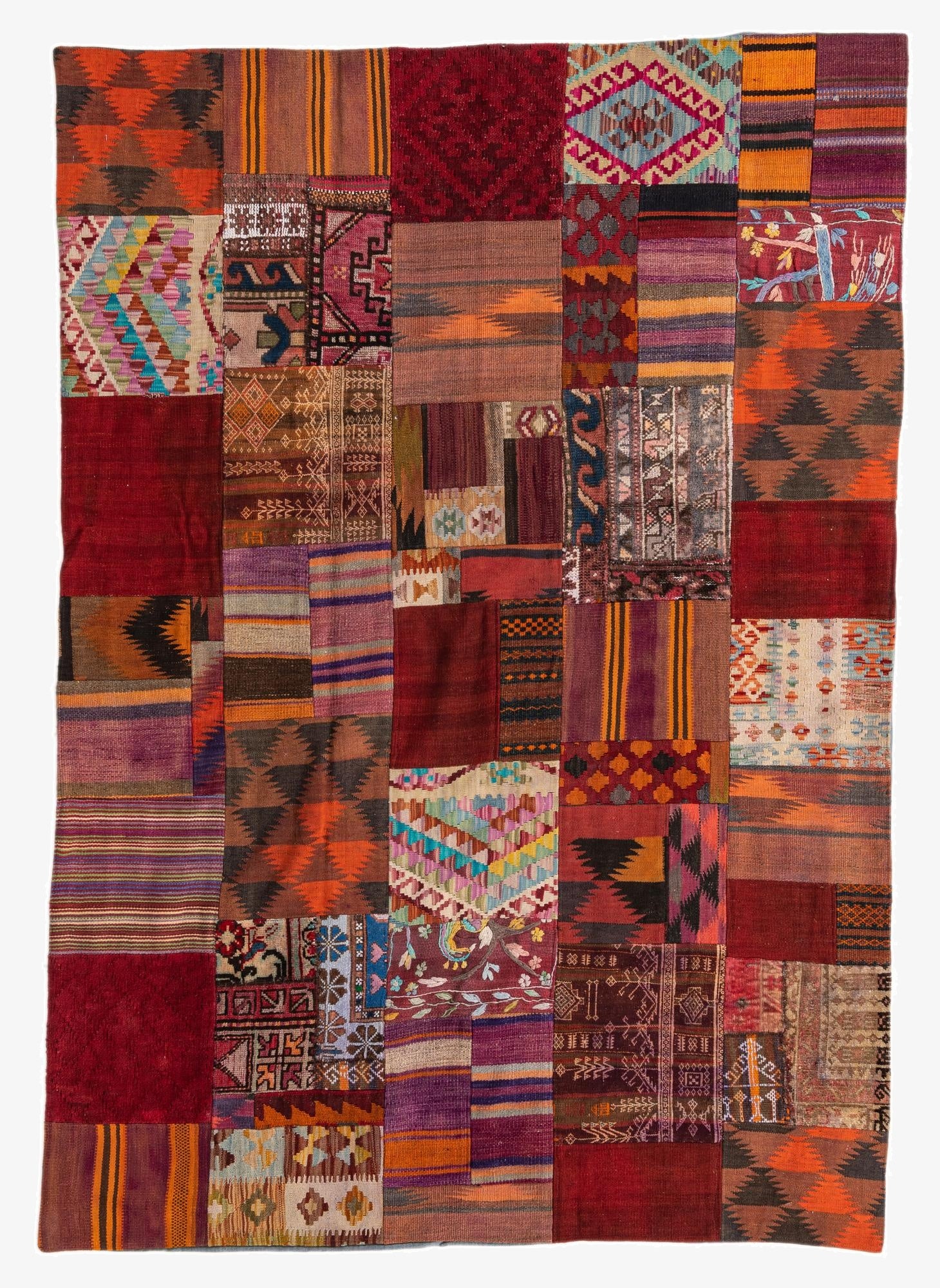  5' 7 x 8'  Hand Woven Kilim Patchwork Wool Rug