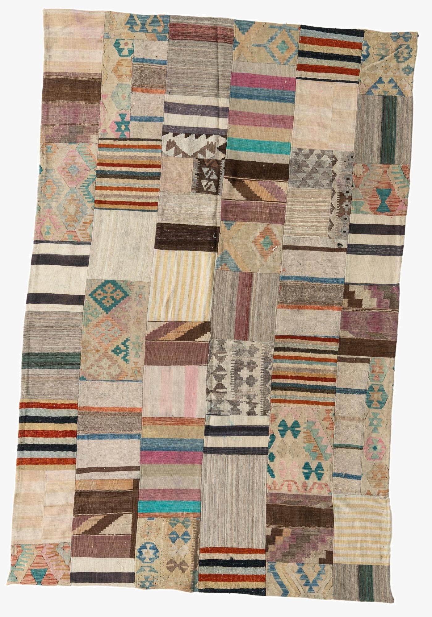  6' 4 x 9' 8  Hand Woven Kilim Patchwork Wool Rug
