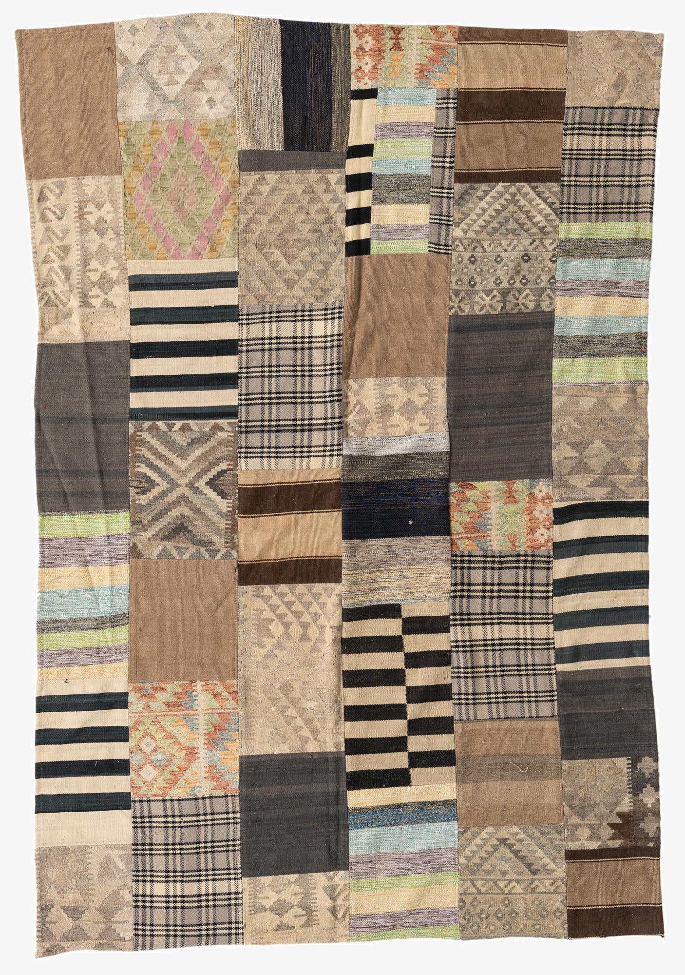  6' 5 x 9' 6  Hand Woven Kilim Patchwork Wool Rug