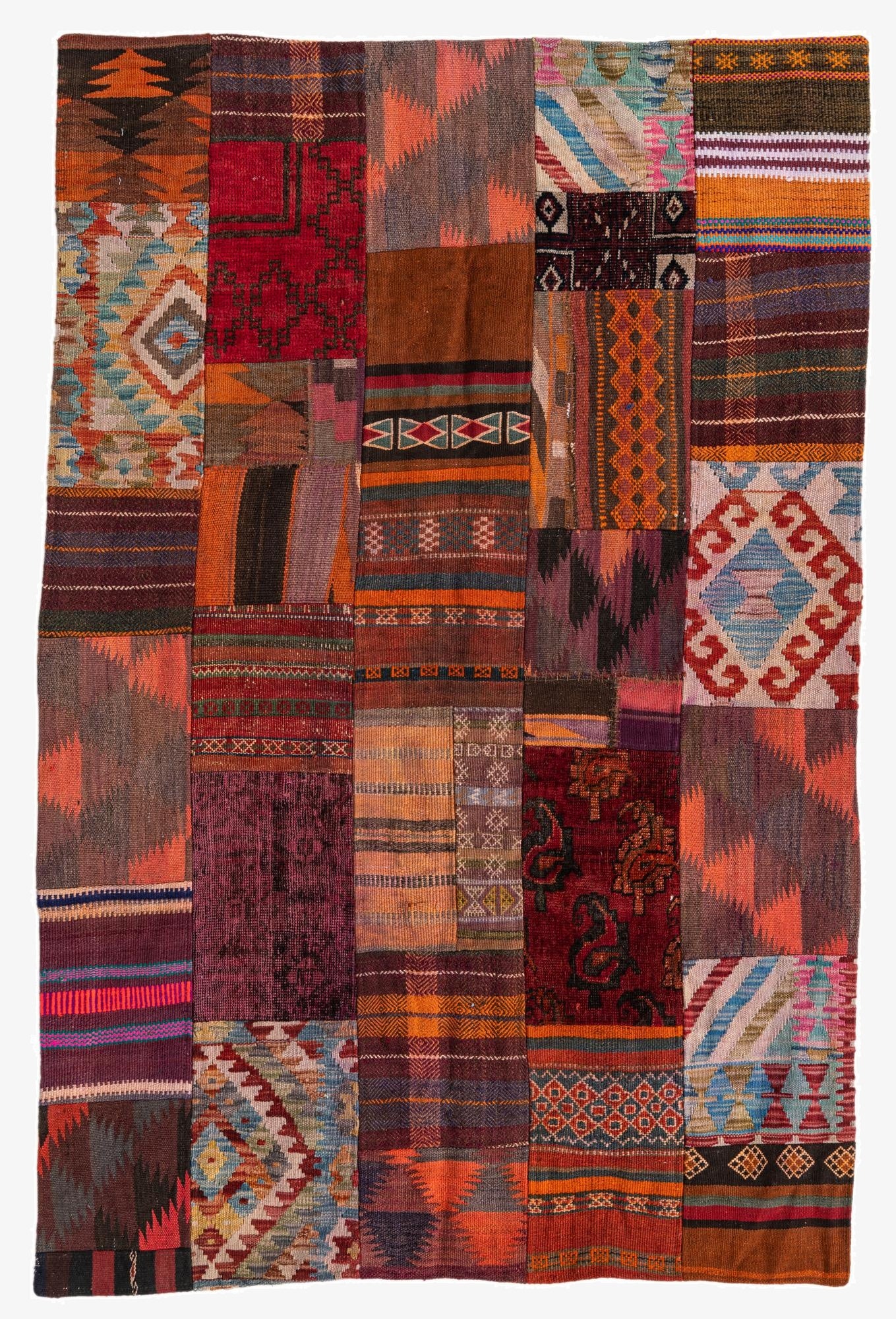  3' 10 x 5' 10  Hand Woven Kilim Patchwork Wool Rug