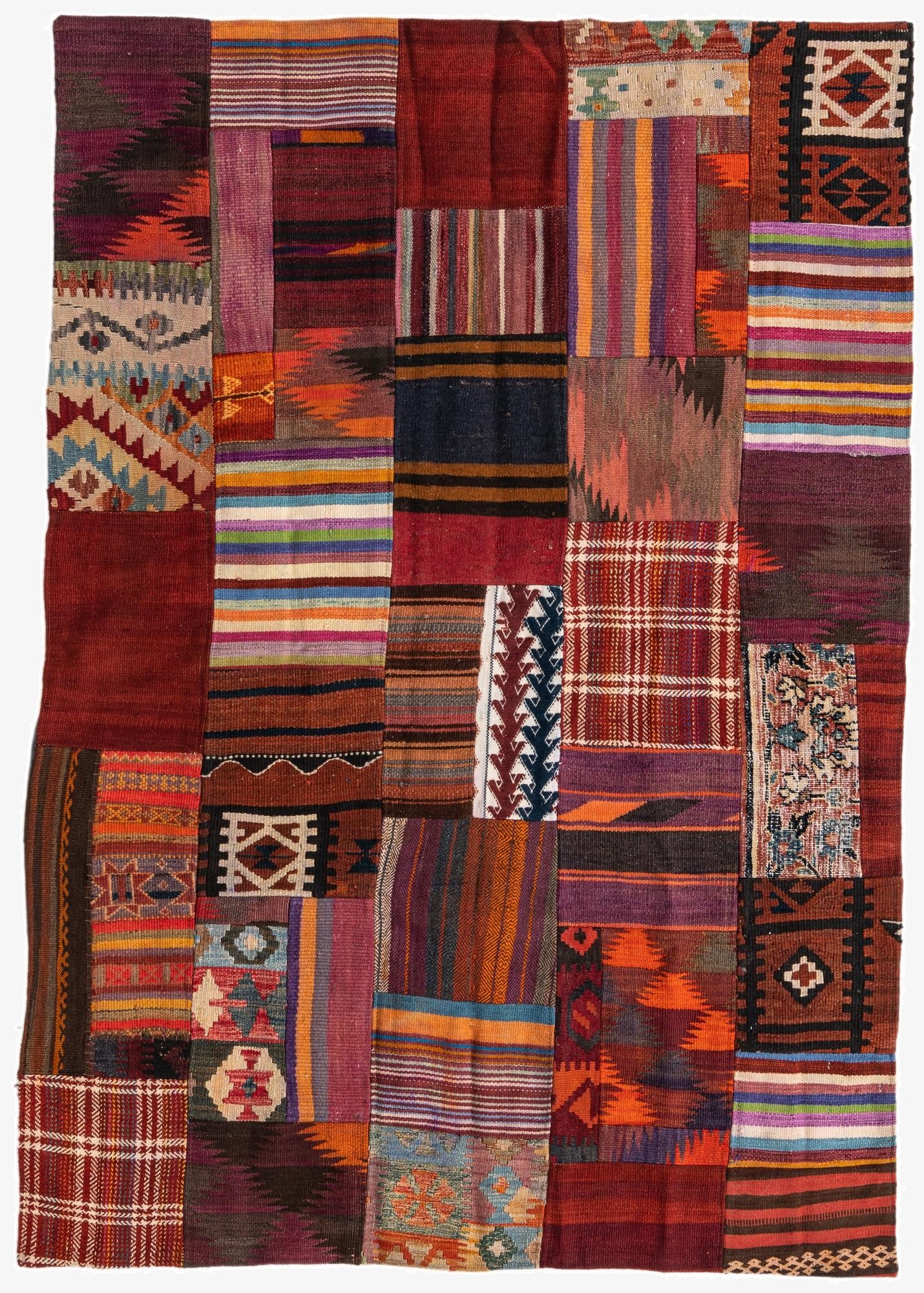  4' 2 x 5' 10  Hand Woven Kilim Patchwork Wool Rug