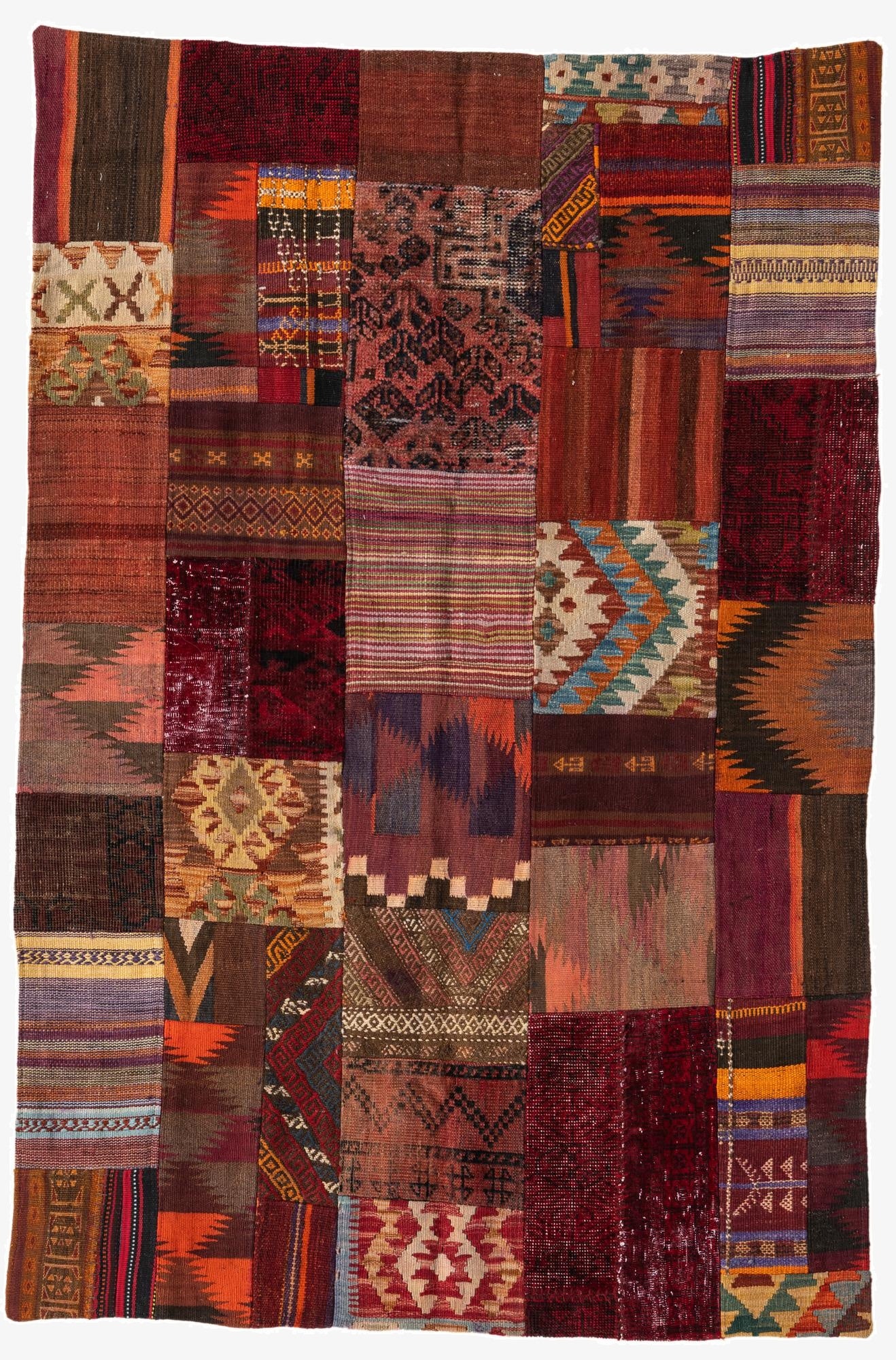  4' x 6'  Hand Woven Kilim Patchwork Wool Rug