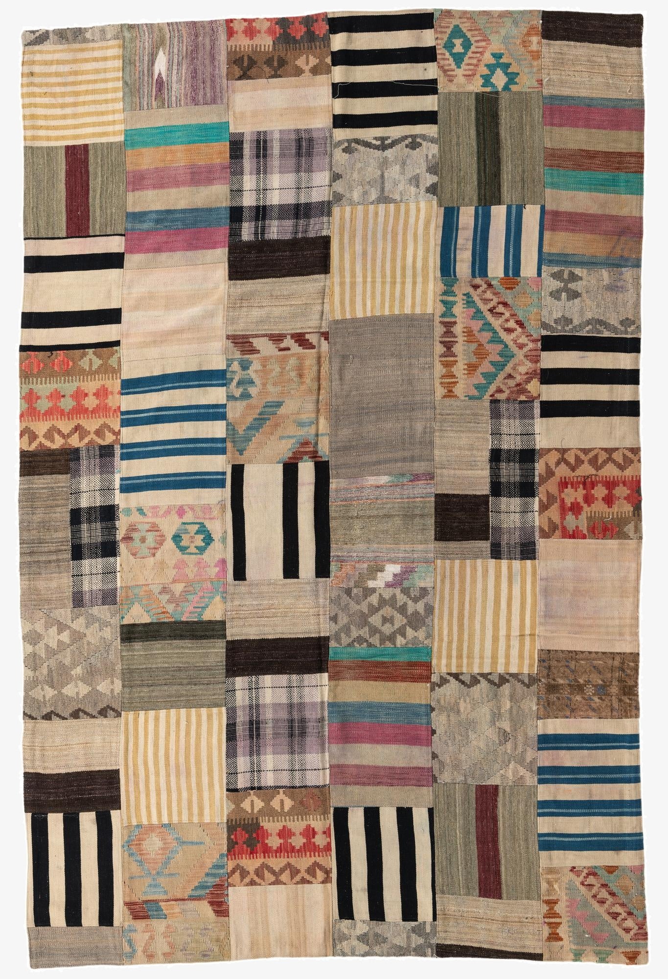  6' 6 x 10'  Hand Woven Kilim Patchwork Wool Rug