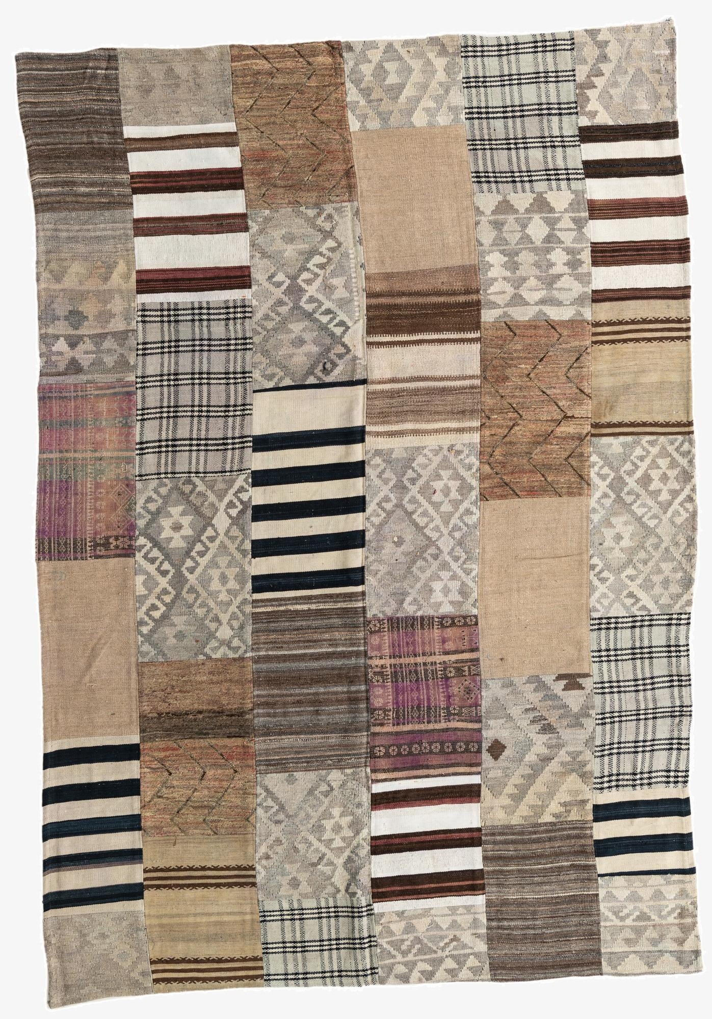  6' 5 x 9' 3  Hand Woven Kilim Patchwork Wool Rug