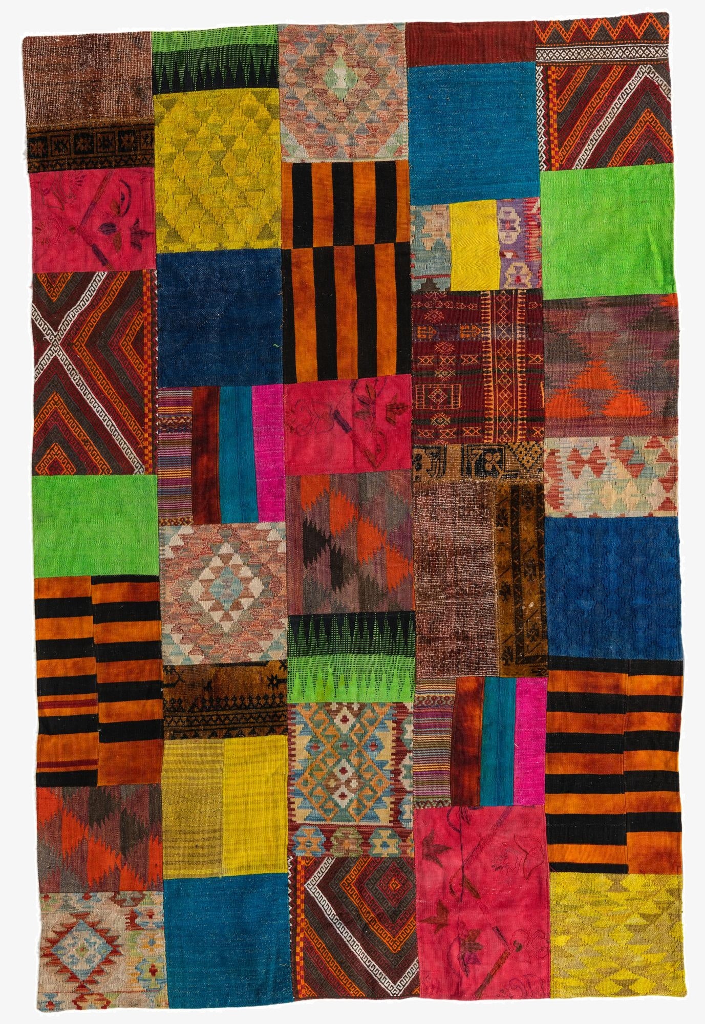  5' 7 x 8' 5  Hand Woven Kilim Patchwork Wool Rug