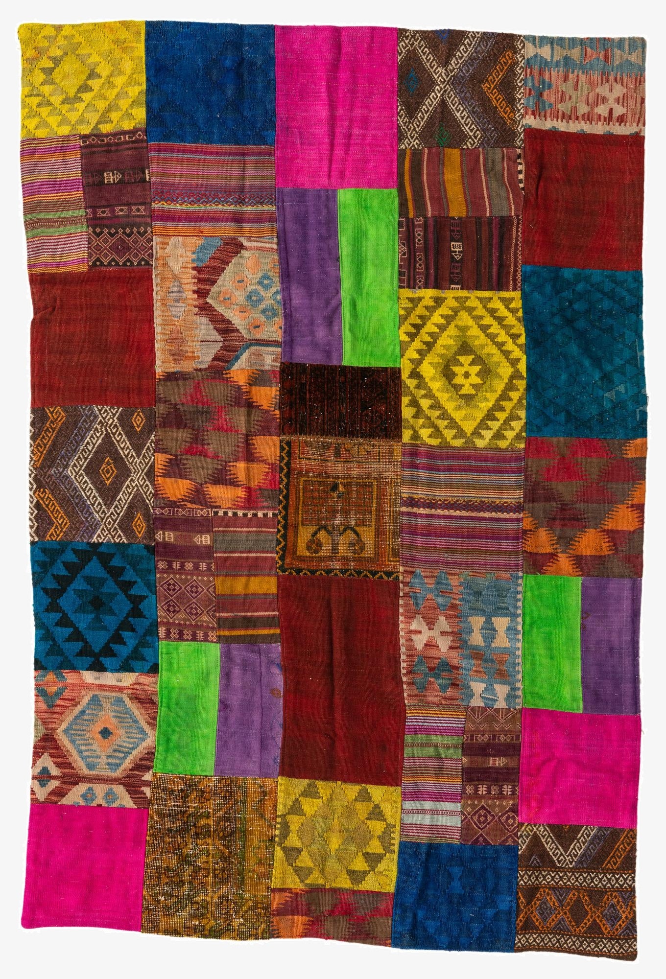  5' 5 x 8' 1  Hand Woven Kilim Patchwork Wool Rug