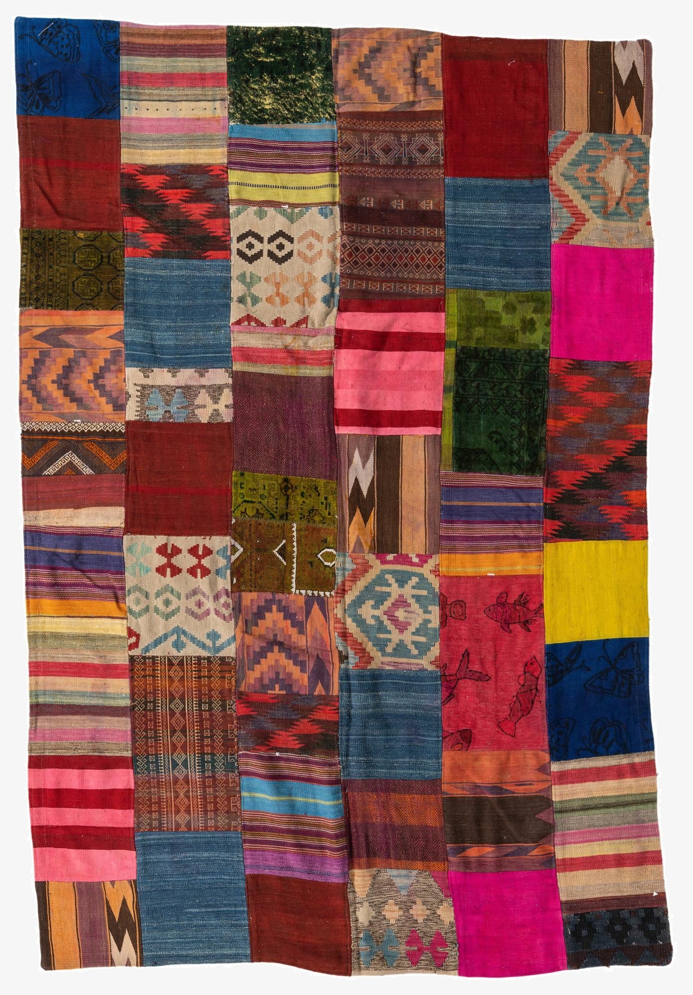  6' 7 x 10'  Hand Woven Kilim Patchwork Wool Rug
