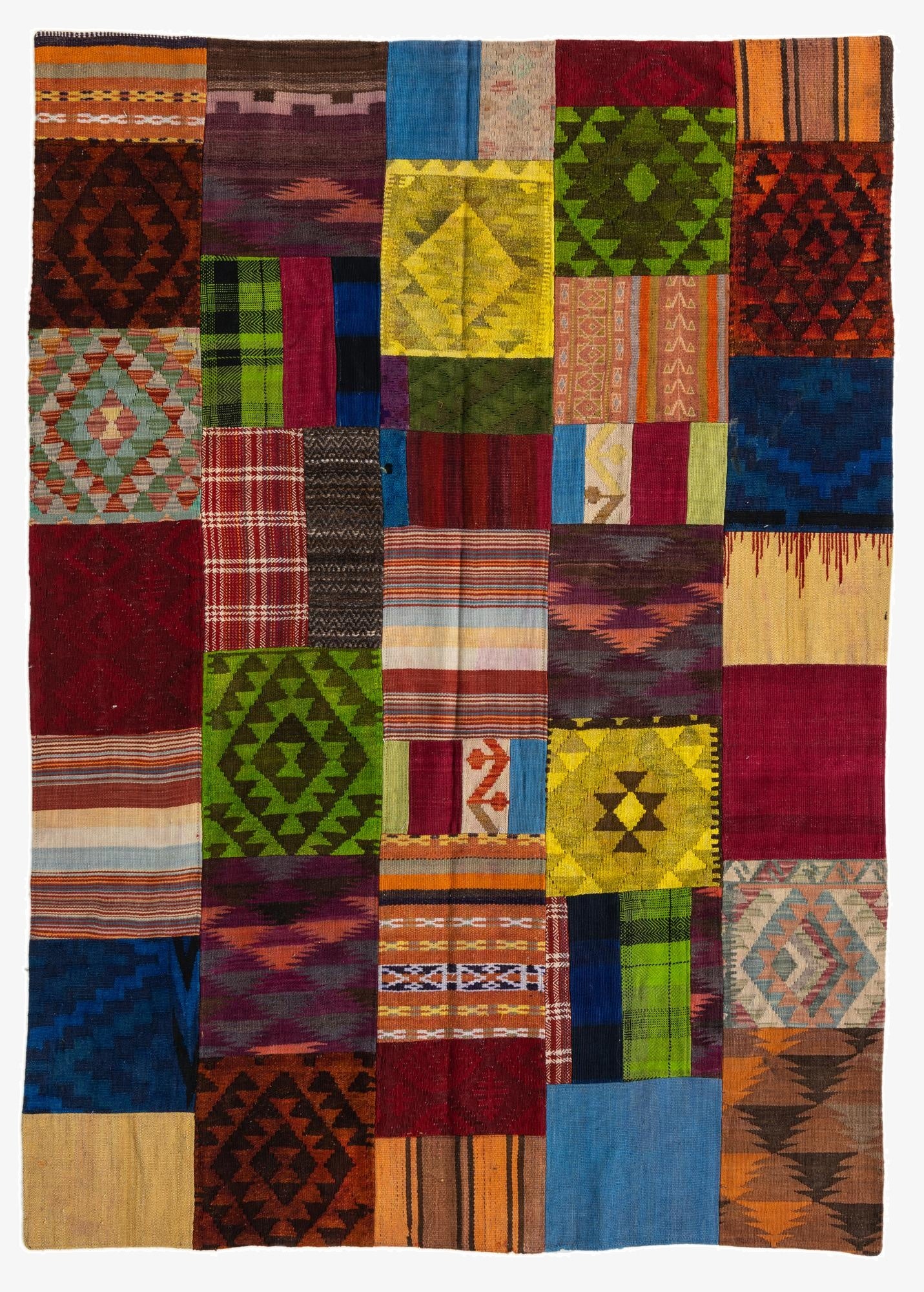  5' 8 x 8'  Hand Woven Kilim Patchwork Wool Rug