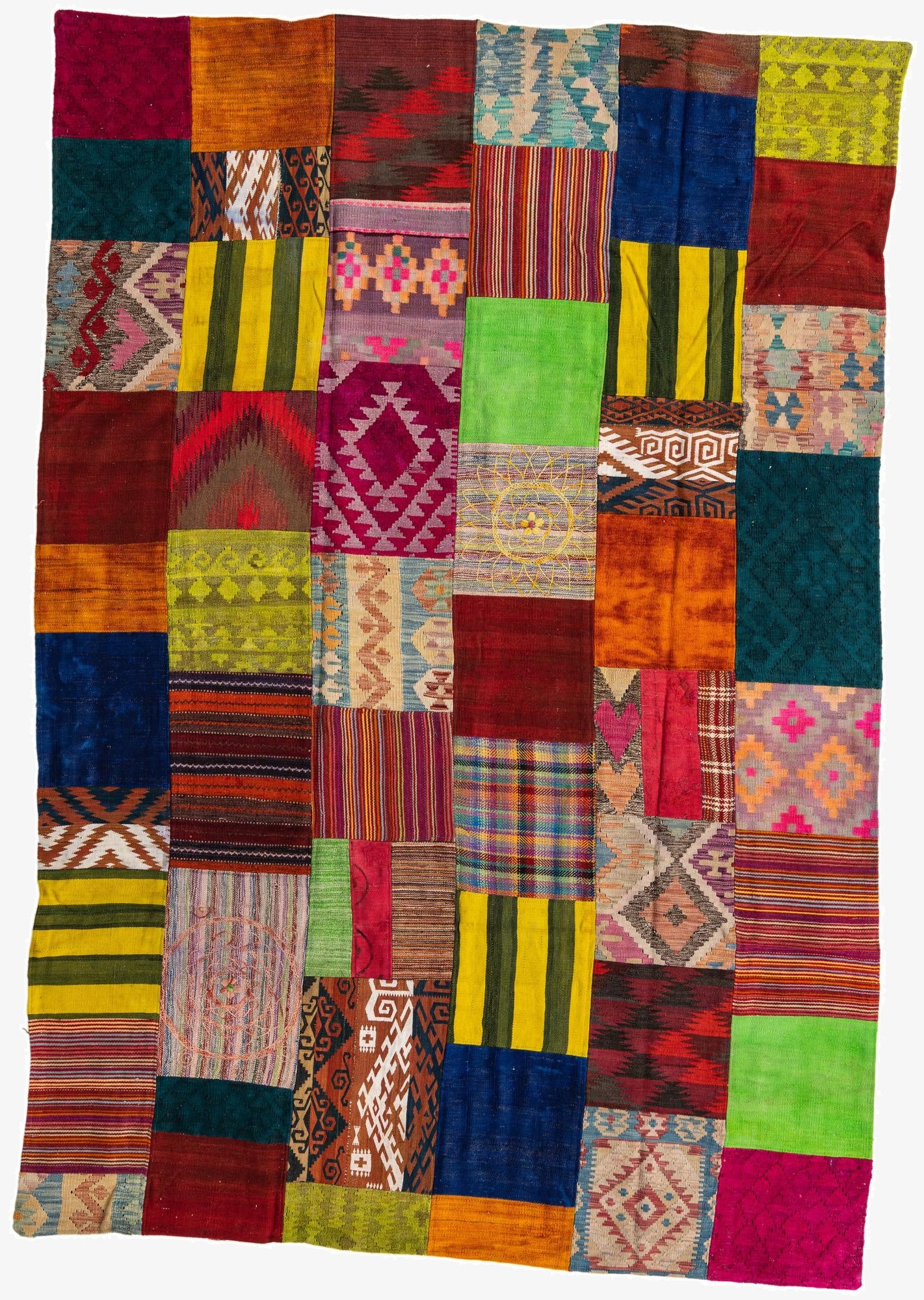  6' 8 x 9' 8  Hand Woven Kilim Patchwork Wool Rug