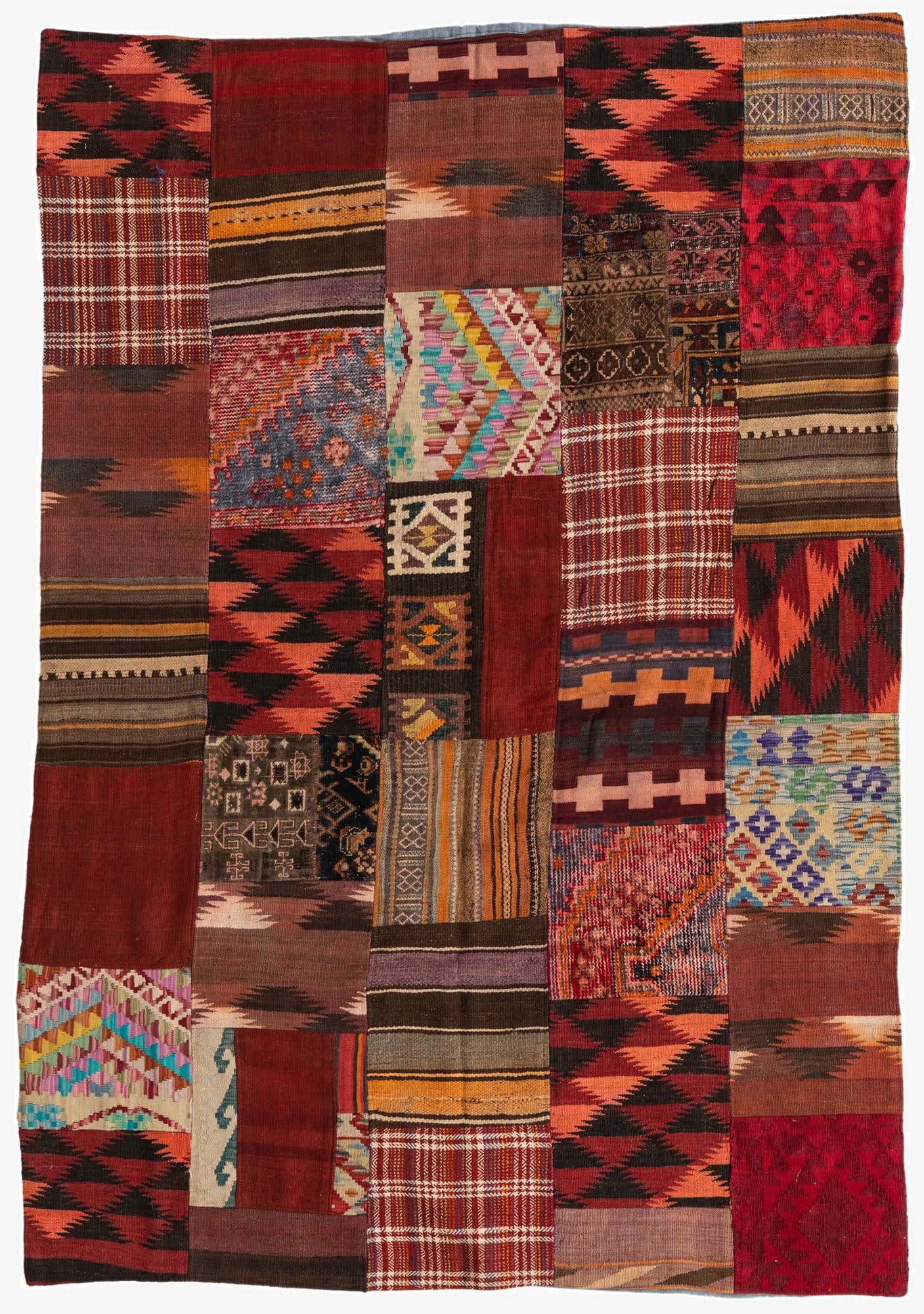  5' 6 x 8'  Hand Woven Kilim Patchwork Wool Rug