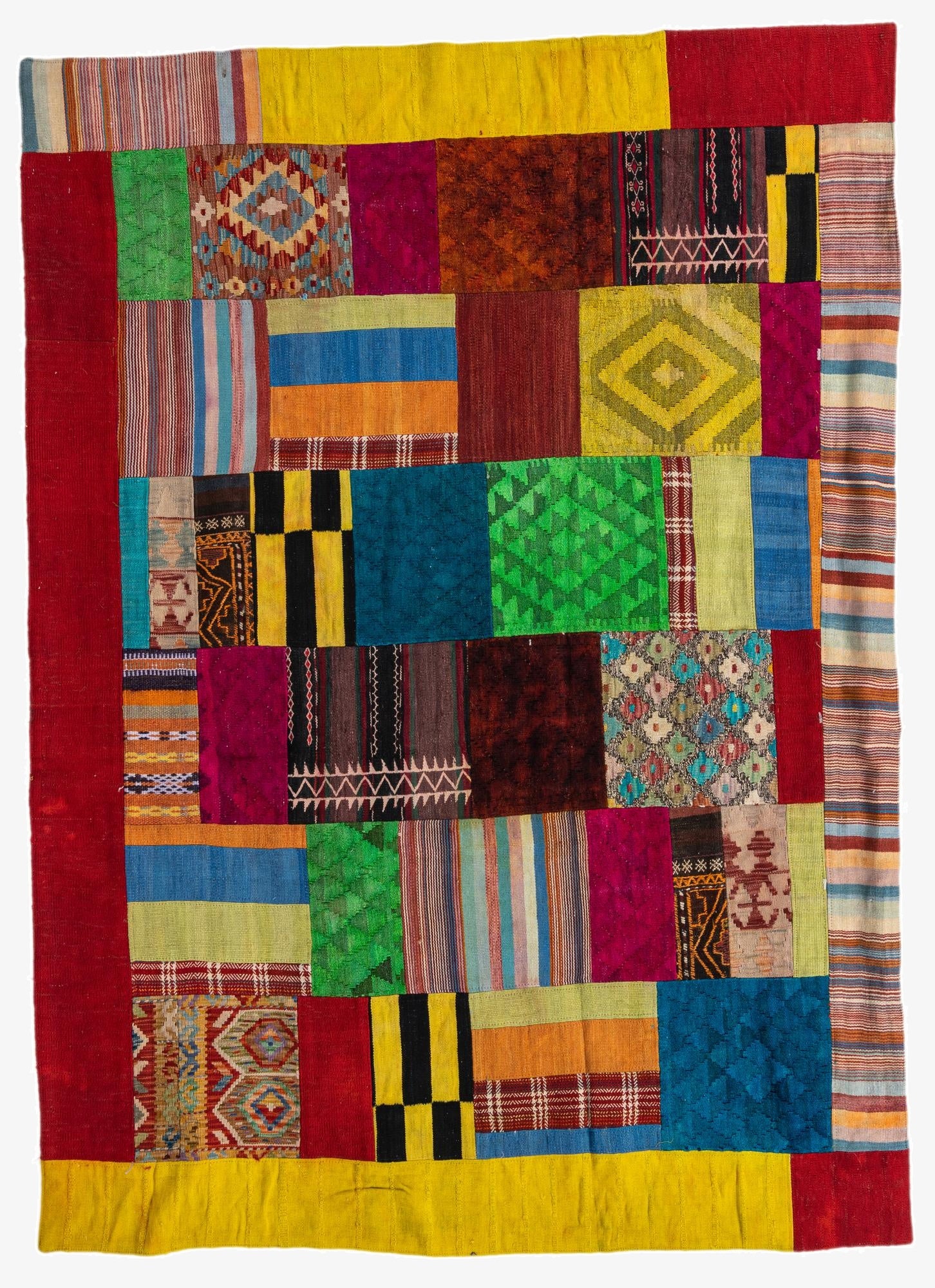  5' 7 x 8'  Hand Woven Kilim Patchwork Wool Rug