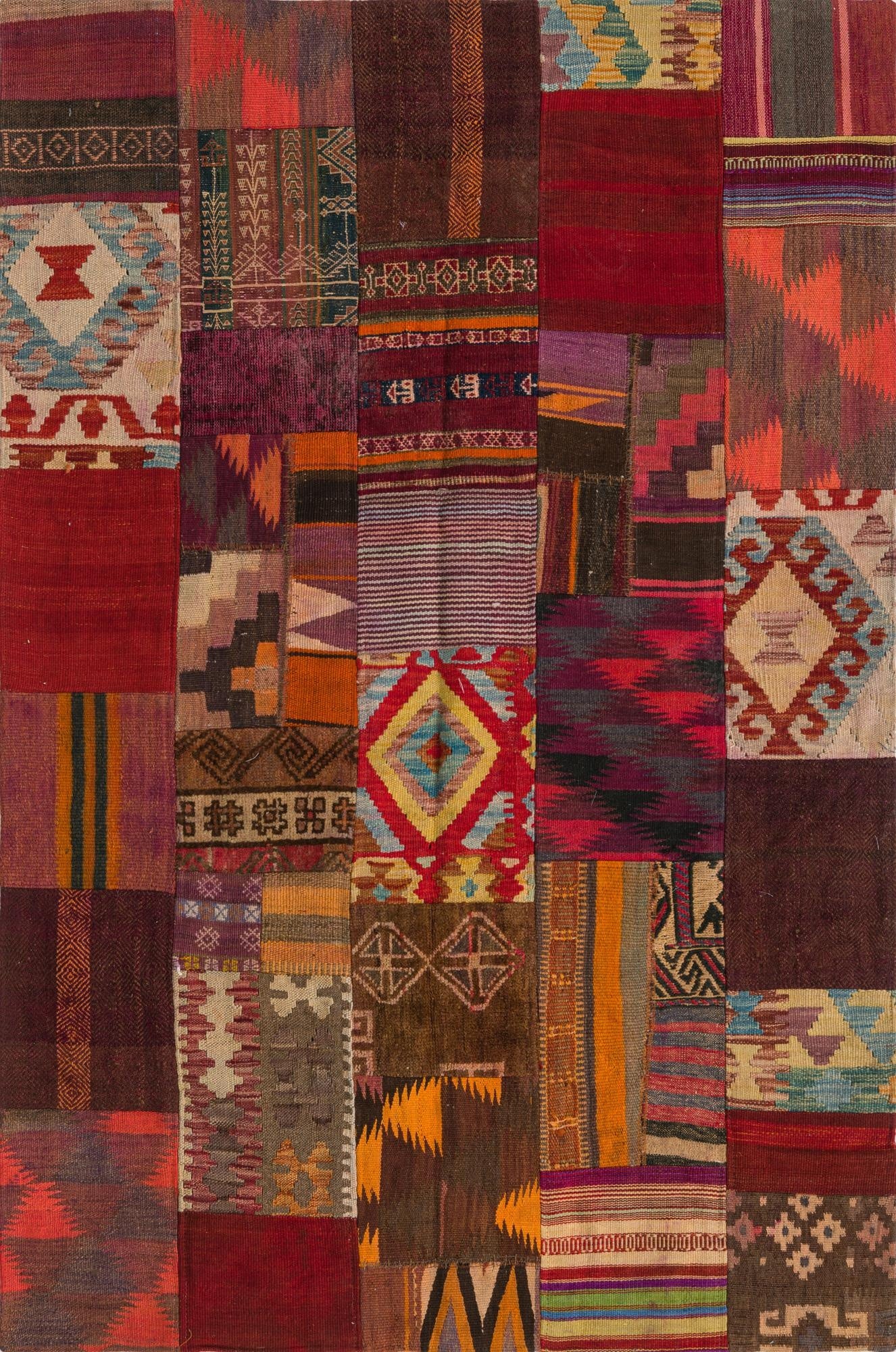  4' x 6'  Hand Woven Kilim Patchwork Wool Rug