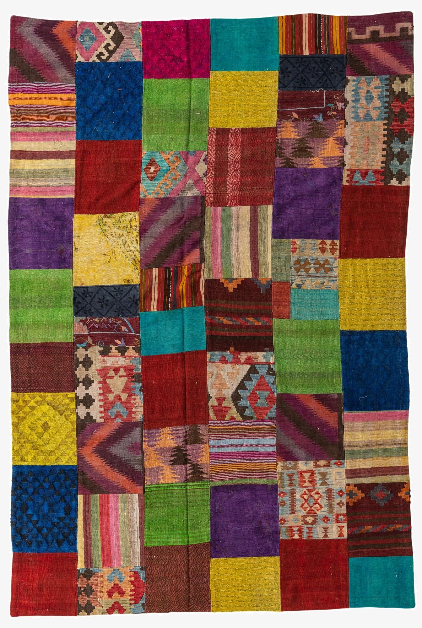  6' 7 x 10'  Hand Woven Kilim Patchwork Wool Rug