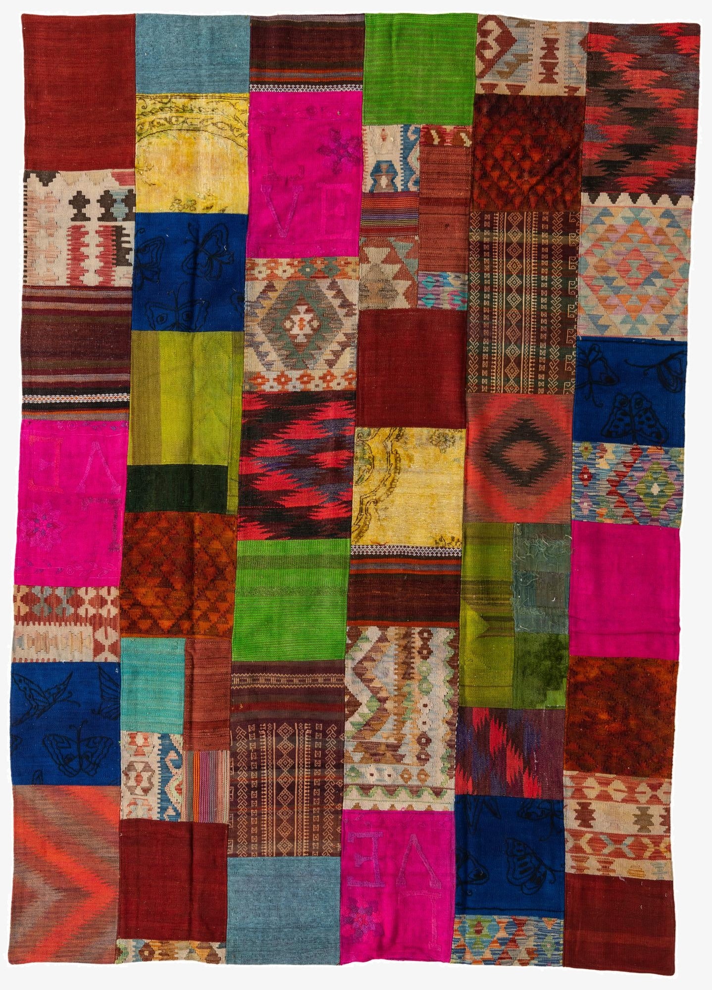  6' 8 x 9' 6  Hand Woven Kilim Patchwork Wool Rug