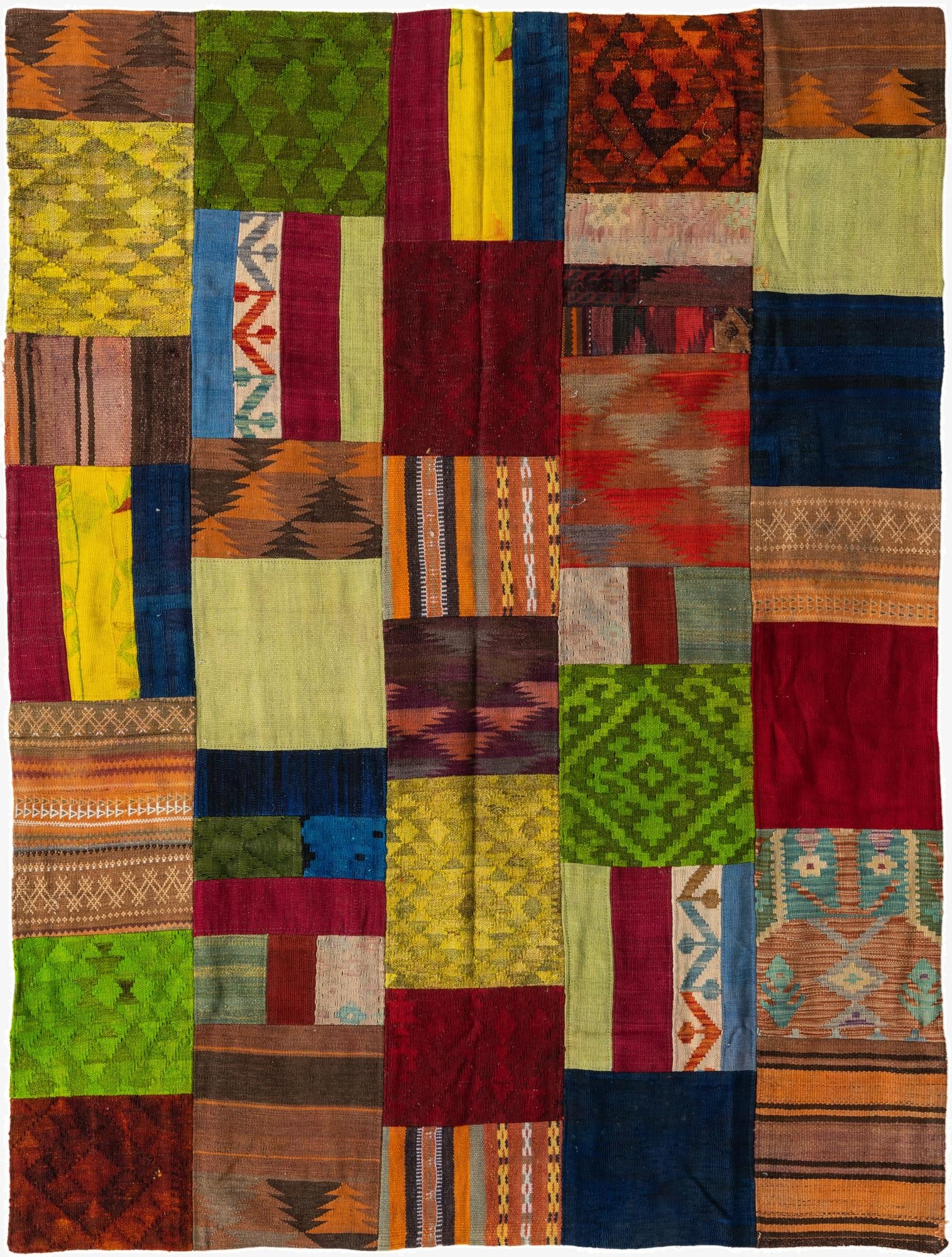  5' 3 x 7' 7  Hand Woven Kilim Patchwork Wool Rug