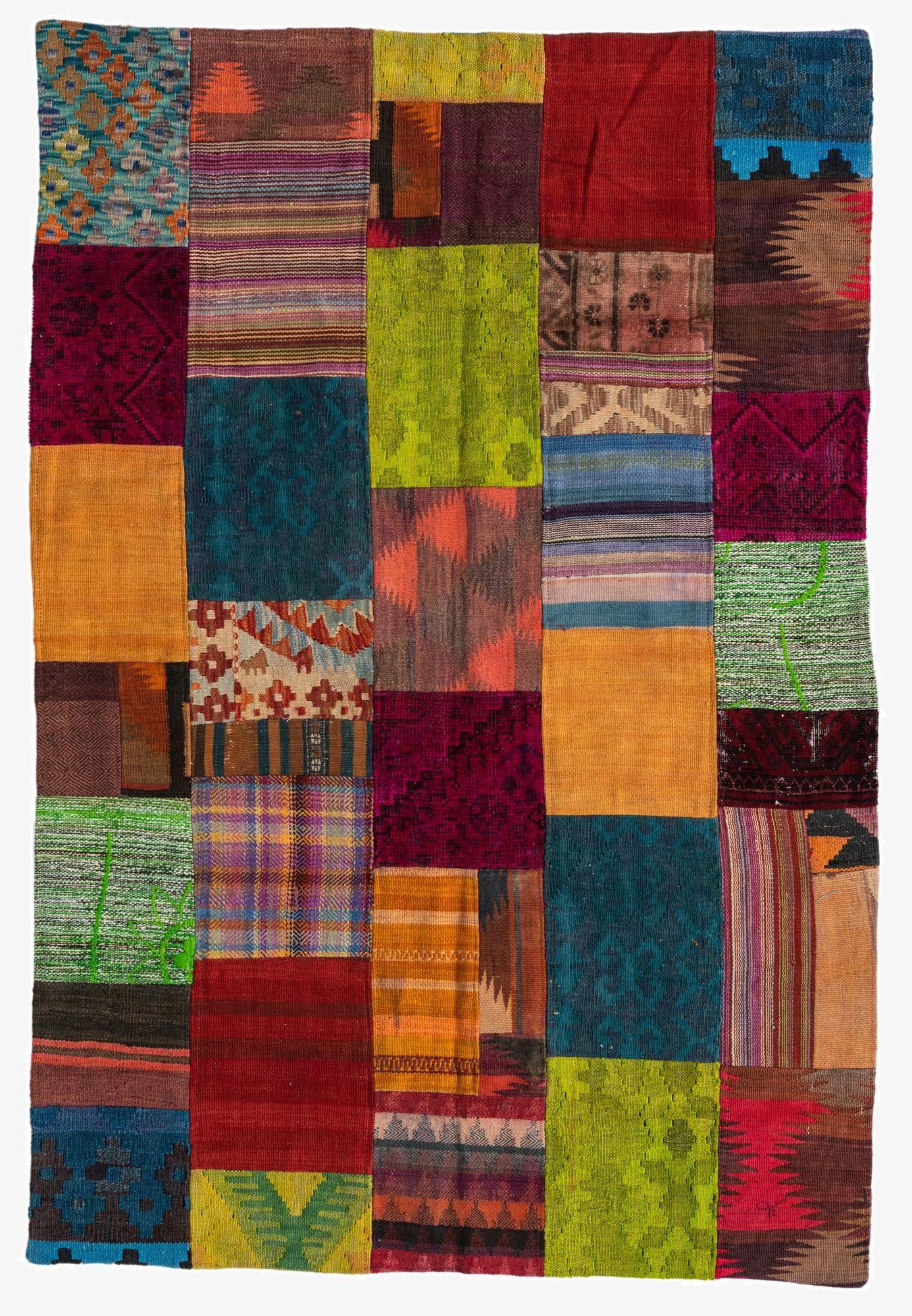  4' x 6'  Hand Woven Kilim Patchwork Wool Rug