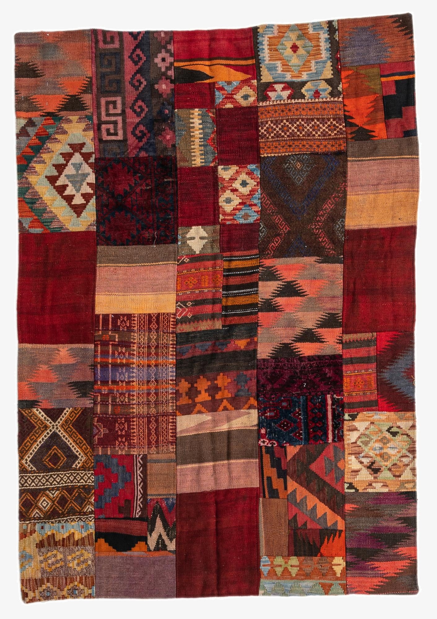  4' x 5' 9  Hand Woven Kilim Patchwork Wool Rug