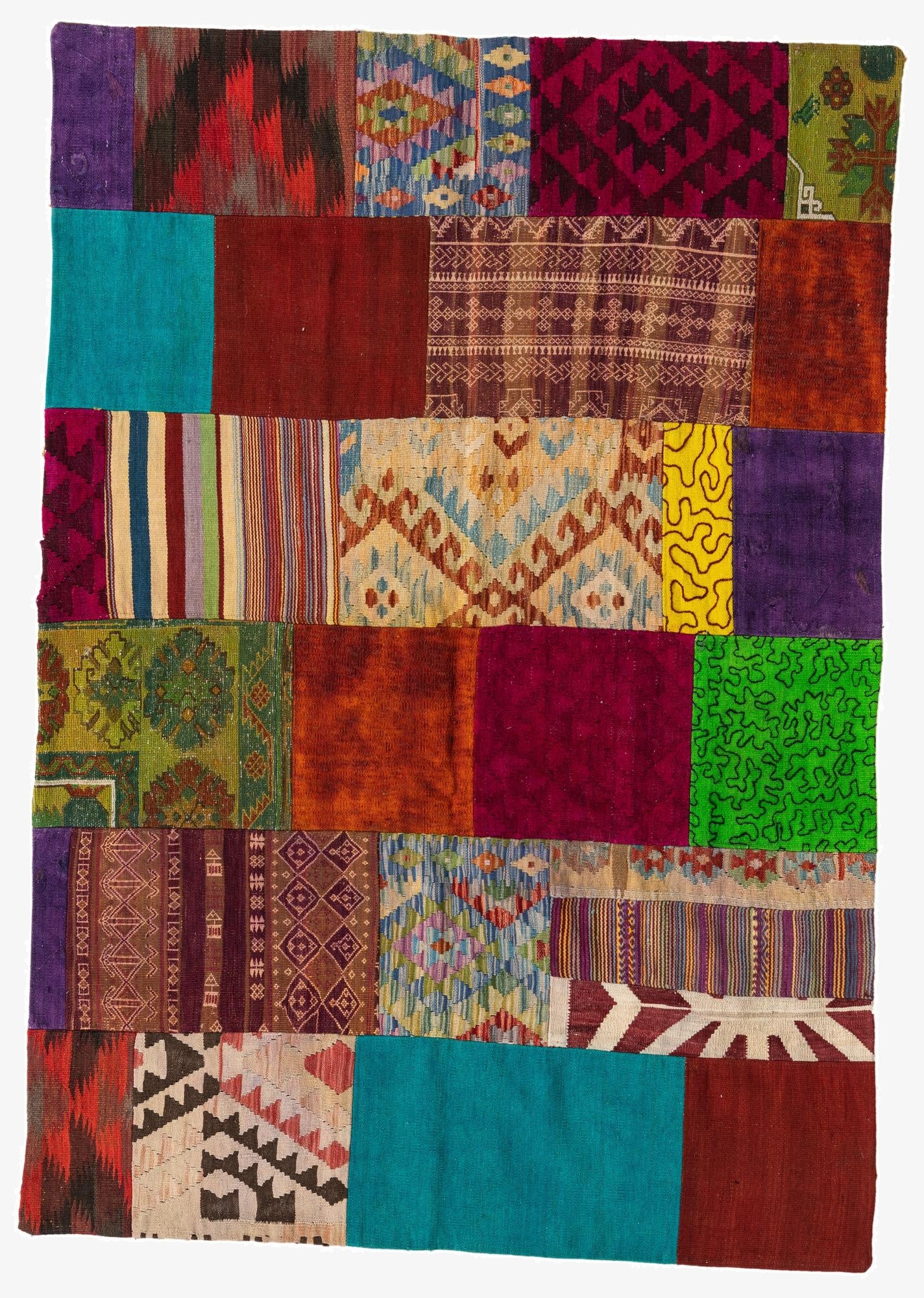  4' 8 x 6' 8  Hand Woven Kilim Patchwork Wool Rug
