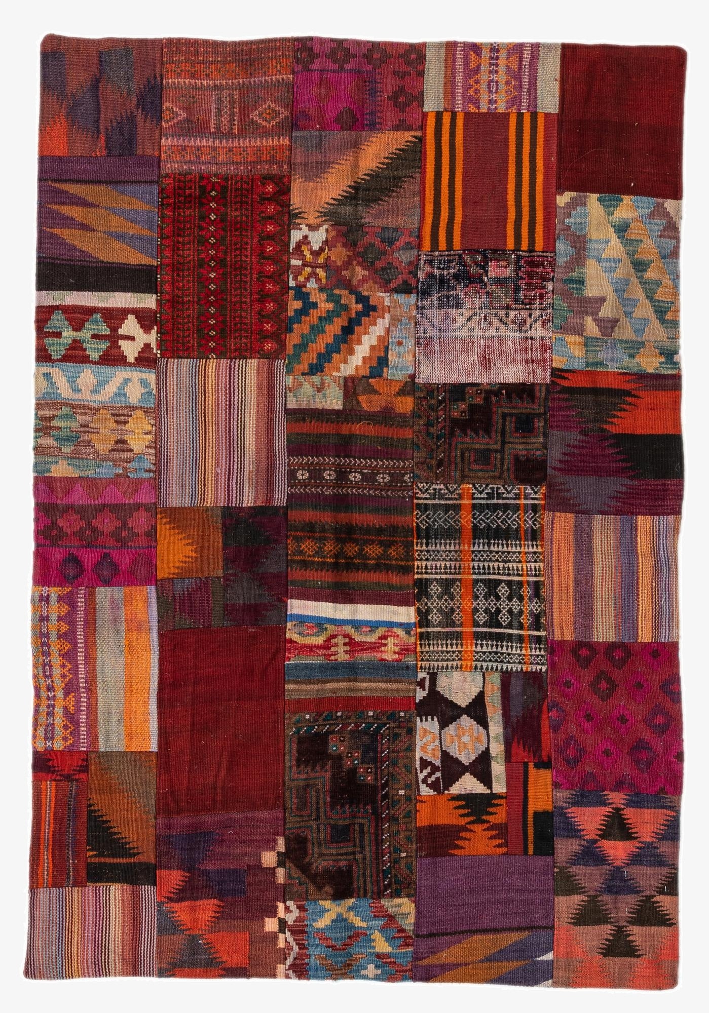  4' x 6'  Hand Woven Kilim Patchwork Wool Rug