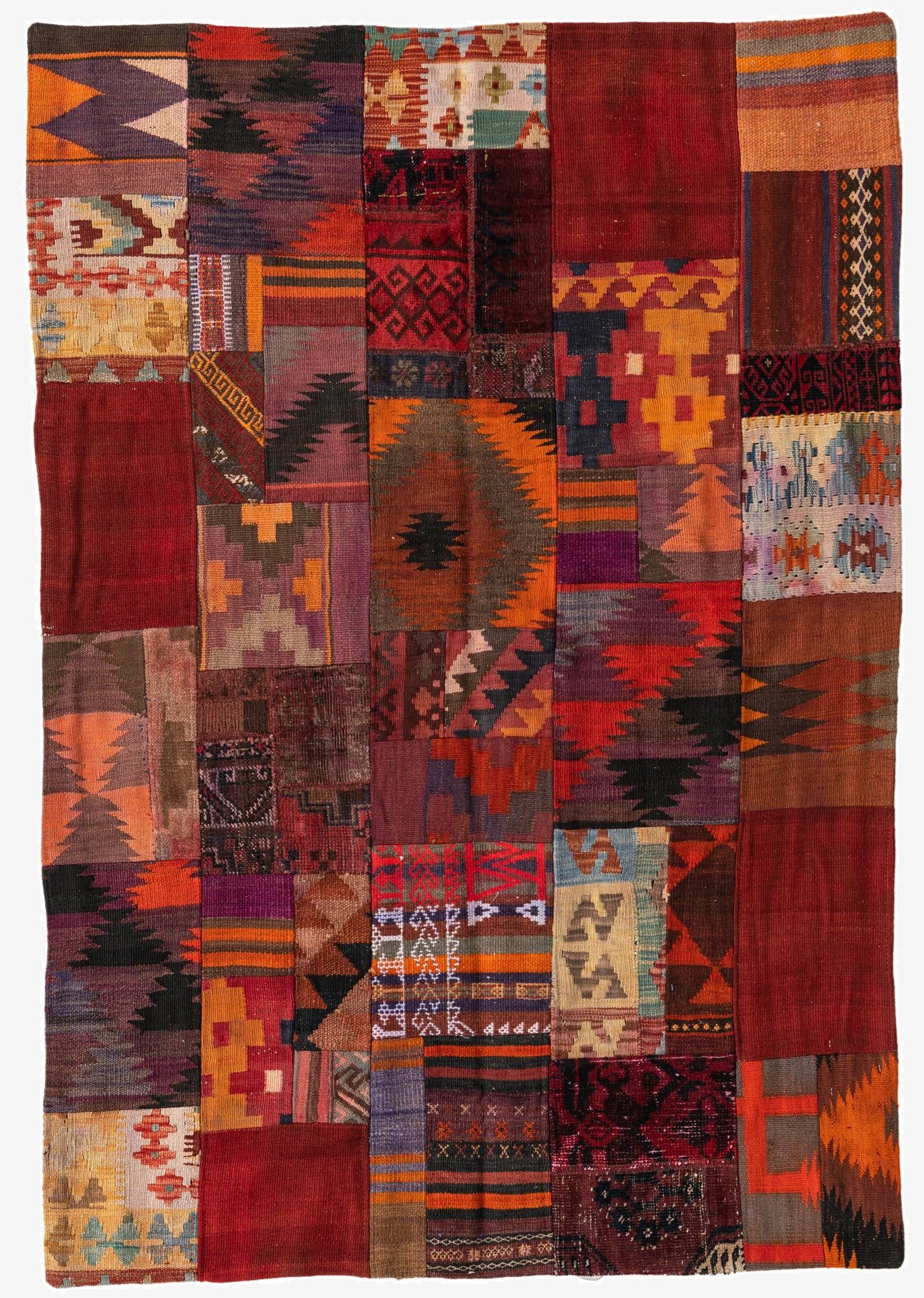  4' x 6'  Hand Woven Kilim Patchwork Wool Rug