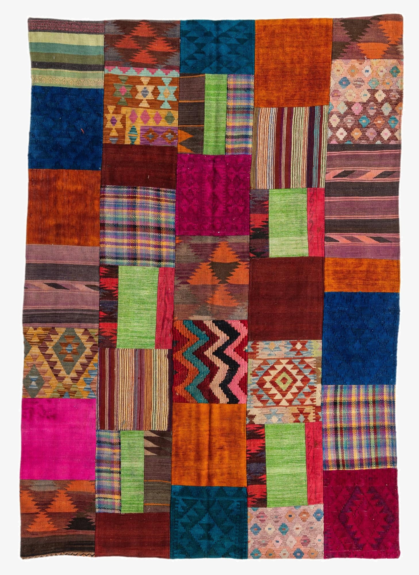  5' 5 x 8'  Hand Woven Kilim Patchwork Wool Rug