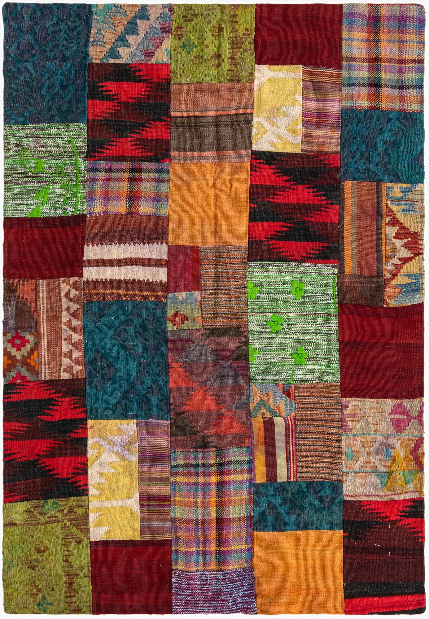  4' x 6'  Hand Woven Kilim Patchwork Wool Rug
