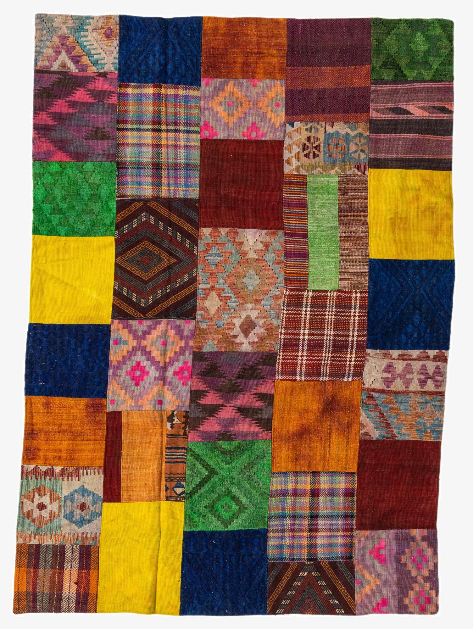  5' 7 x 8'  Hand Woven Kilim Patchwork Wool Rug