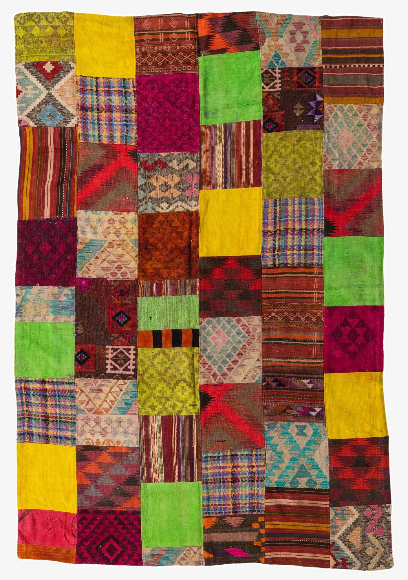  6' 7 x 9' 10  Hand Woven Kilim Patchwork Wool Rug