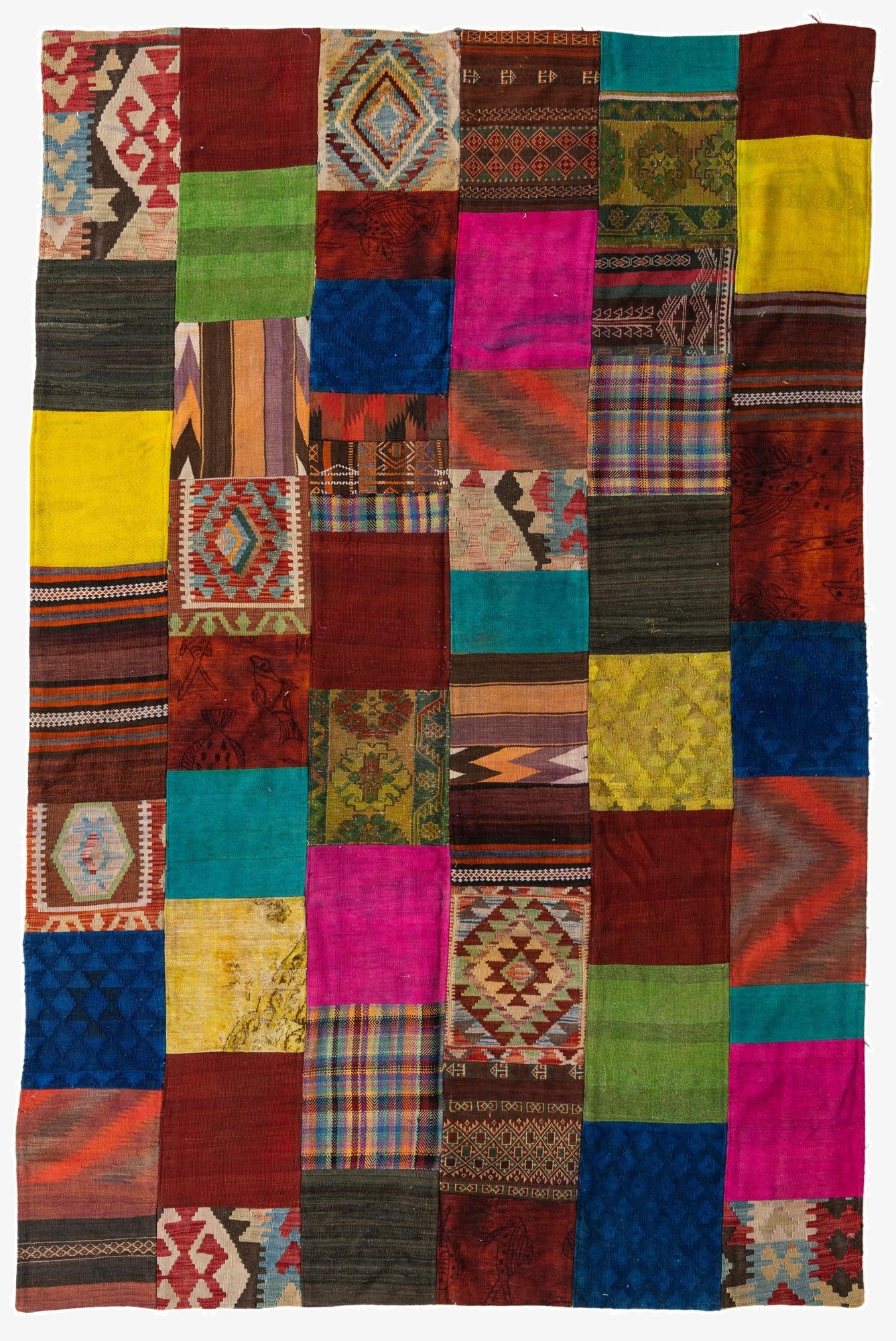  6' 6 x 9' 9  Hand Woven Kilim Patchwork Wool Rug