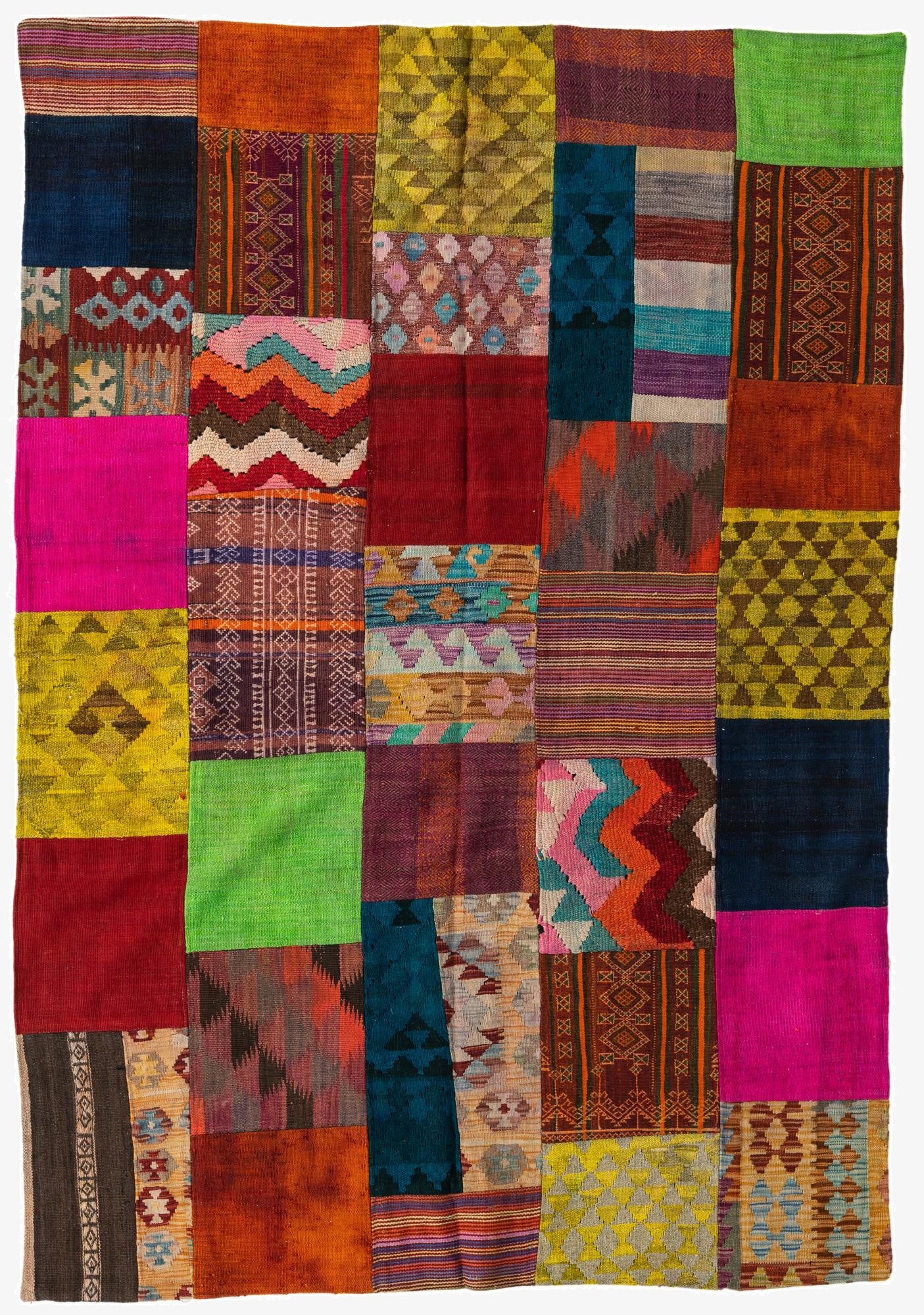  5' 5 x 7' 10  Hand Woven Kilim Patchwork Wool Rug