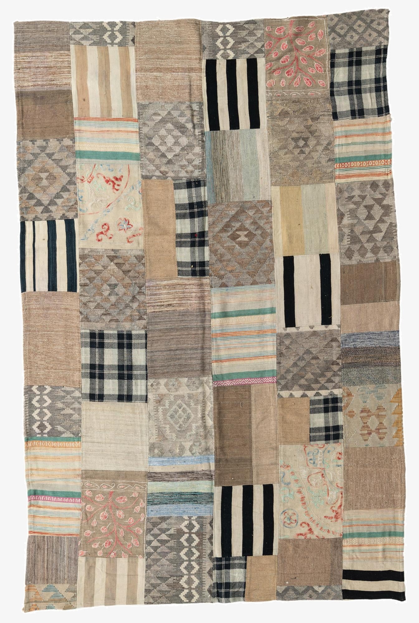  6' 4 x 9' 8  Hand Woven Kilim Patchwork Wool Rug