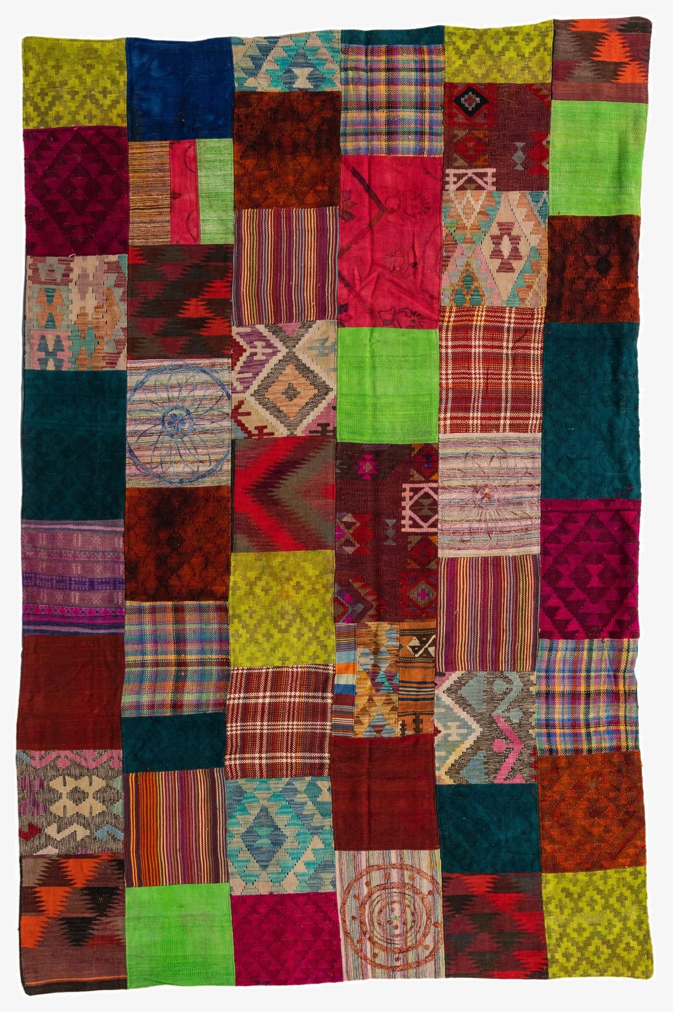  6' 6 x 9' 10  Hand Woven Kilim Patchwork Wool Rug