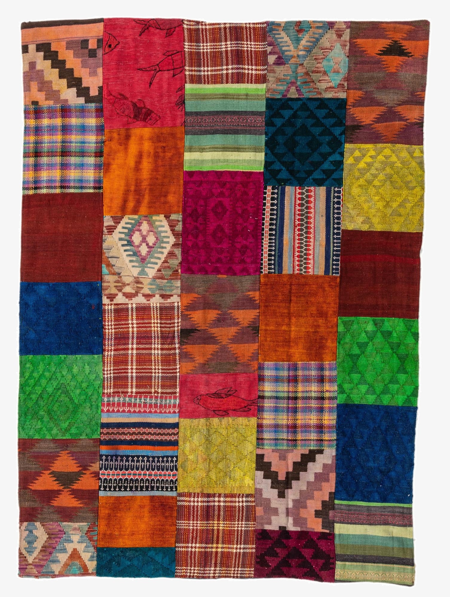 5' 5 x 7' 9  Hand Woven Kilim Patchwork Wool Rug